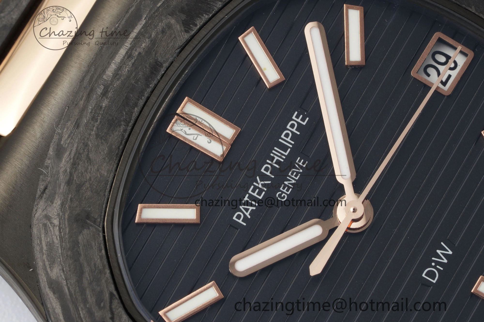 Effortless Nautilus 5711 DIW Carbon DIWF 1:1 Best Edition Black Textured Dial on Carbon RG Bracelet 324CS 8824