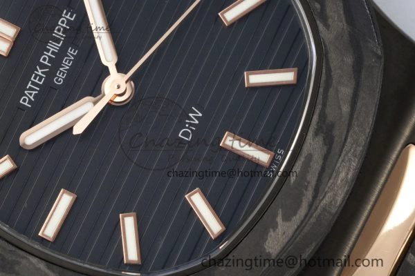 Effortless Nautilus 5711 DIW Carbon DIWF 1:1 Best Edition Black Textured Dial on Carbon RG Bracelet 324CS 8824
