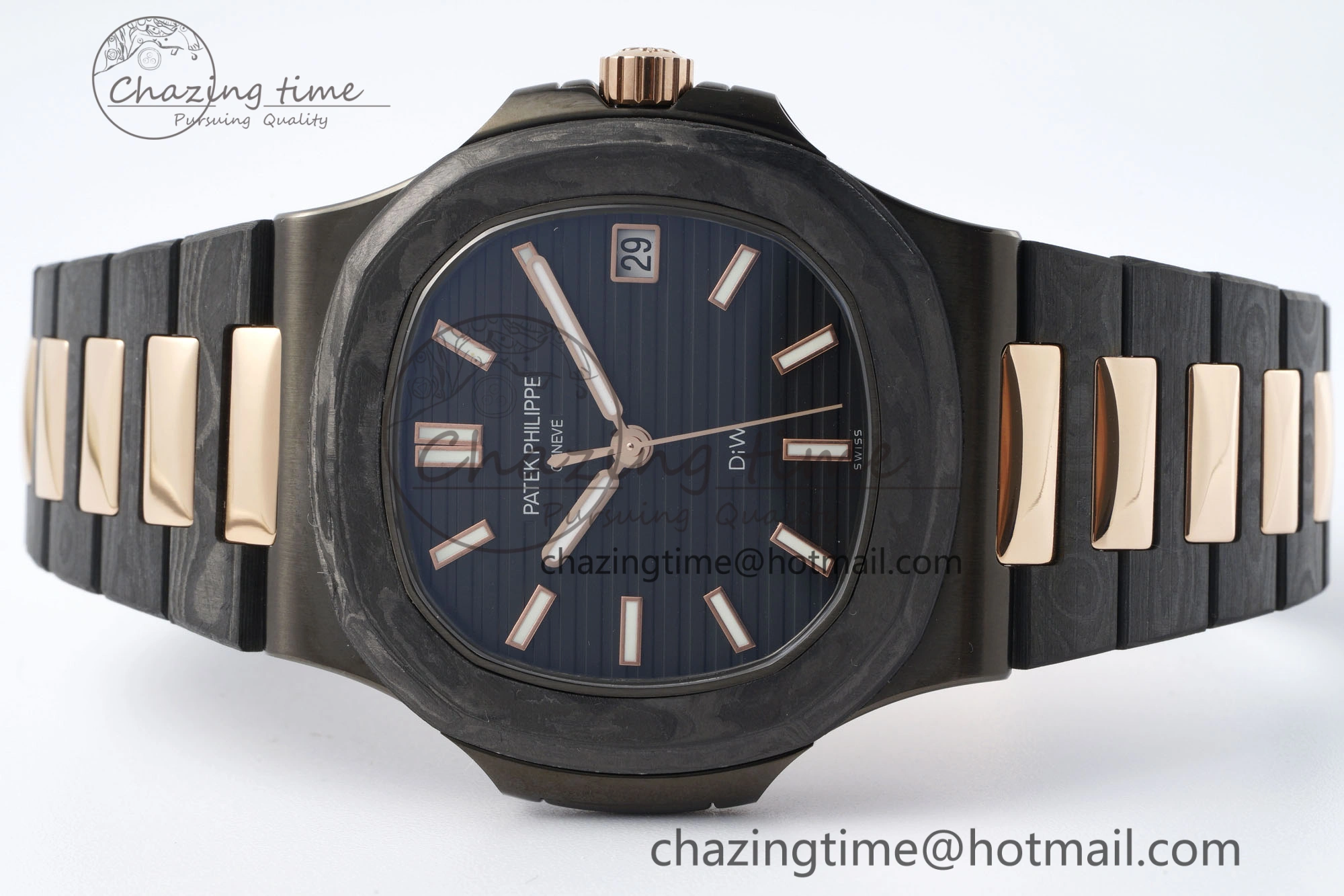 Effortless Nautilus 5711 DIW Carbon DIWF 1:1 Best Edition Black Textured Dial on Carbon RG Bracelet 324CS 8824