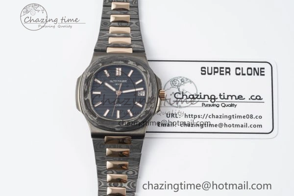Effortless Nautilus 5711 DIW Carbon DIWF 1:1 Best Edition Black Textured Dial on Carbon RG Bracelet 324CS 8824