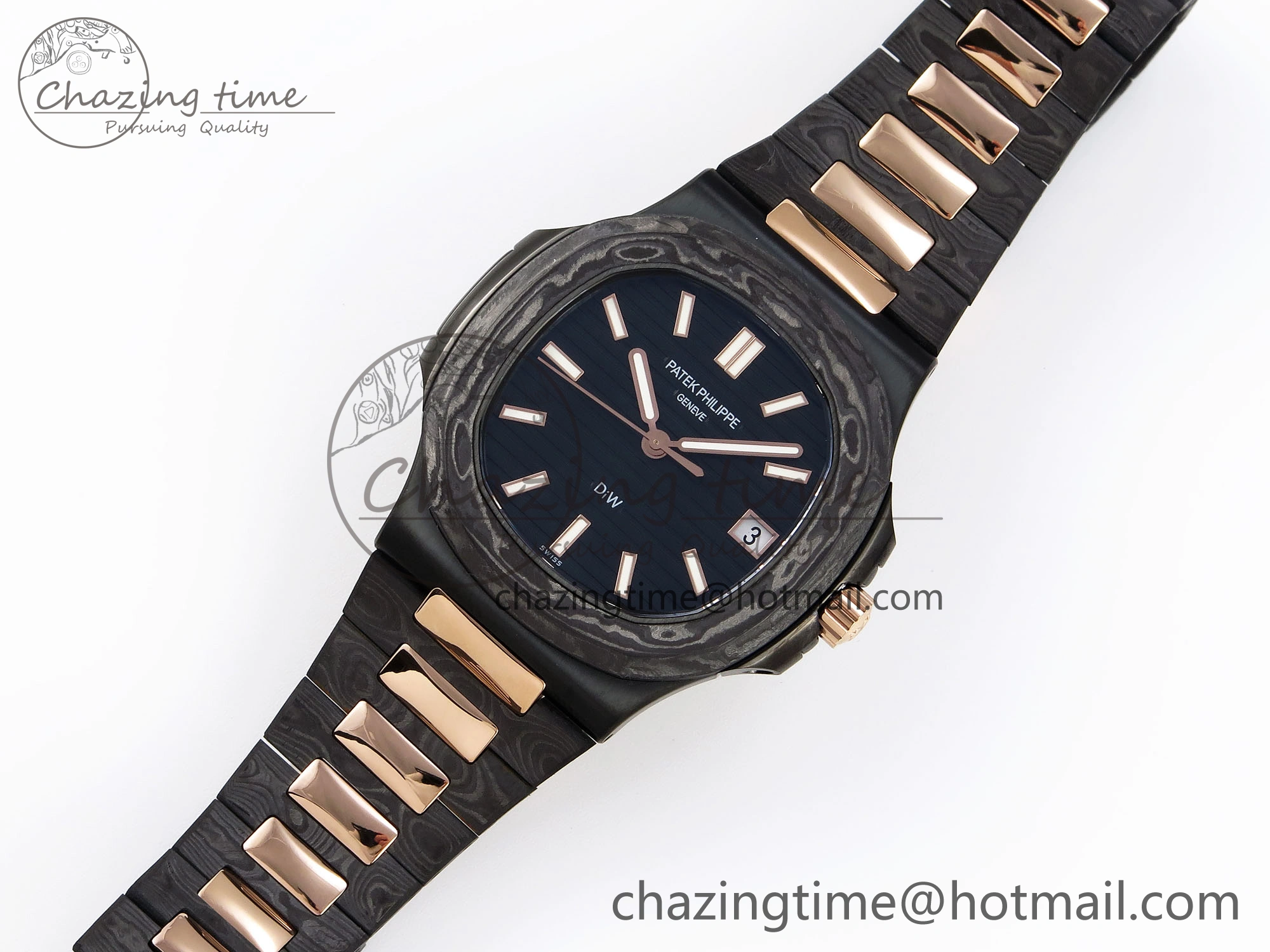 Resilient Nautilus 5711 DIW Carbon DIWF 1:1 Best Edition Black Textured Dial on Carbon RG Bracelet 324CS 8791