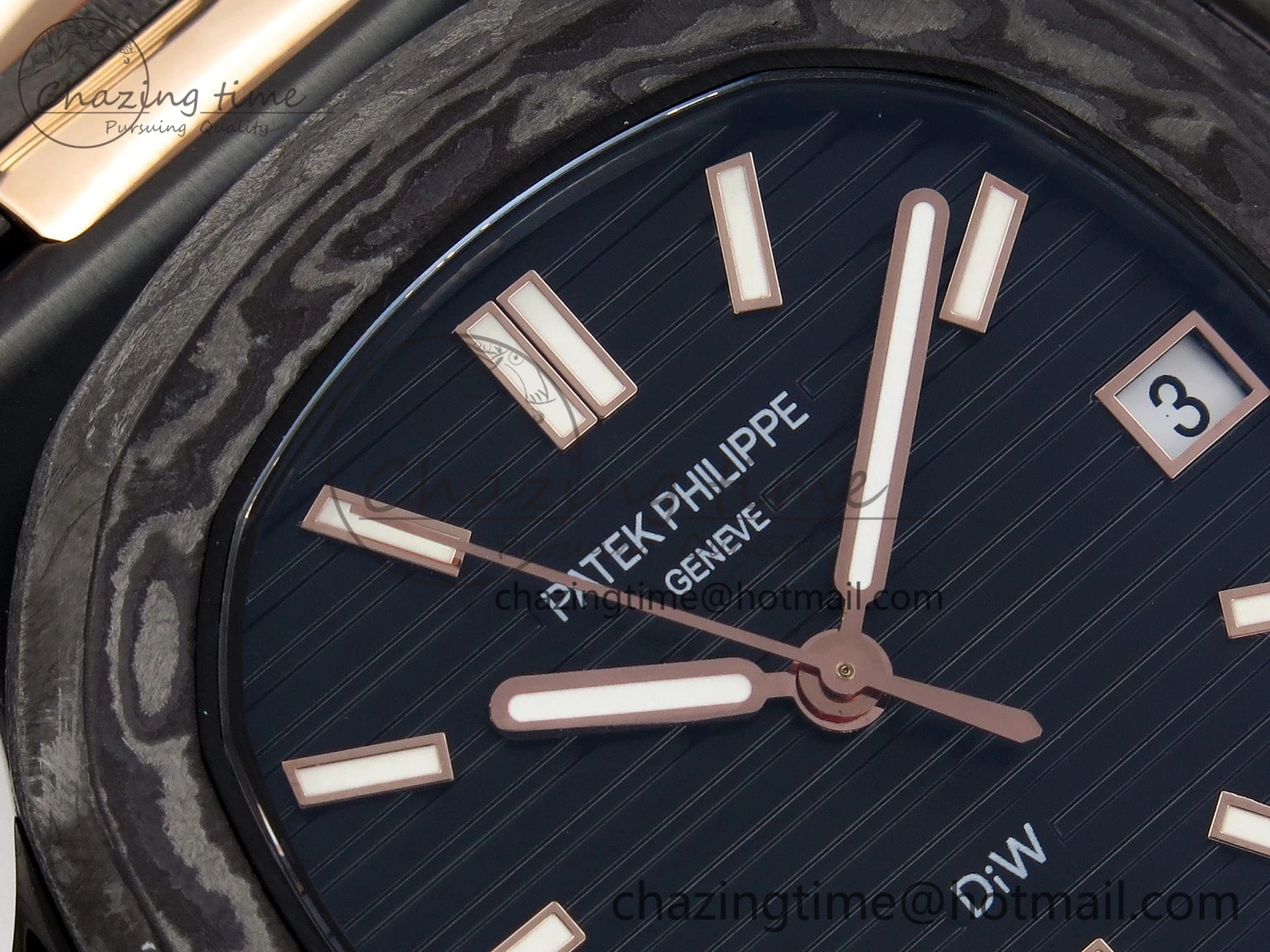 Resilient Nautilus 5711 DIW Carbon DIWF 1:1 Best Edition Black Textured Dial on Carbon RG Bracelet 324CS 8791