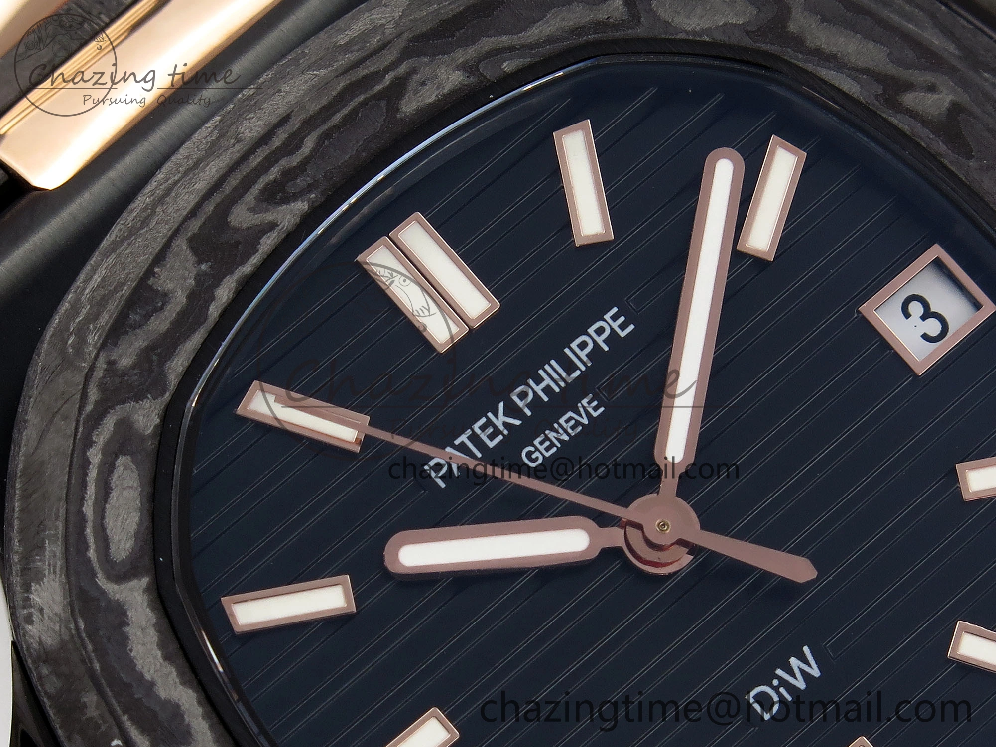 Resilient Nautilus 5711 DIW Carbon DIWF 1:1 Best Edition Black Textured Dial on Carbon RG Bracelet 324CS 8791