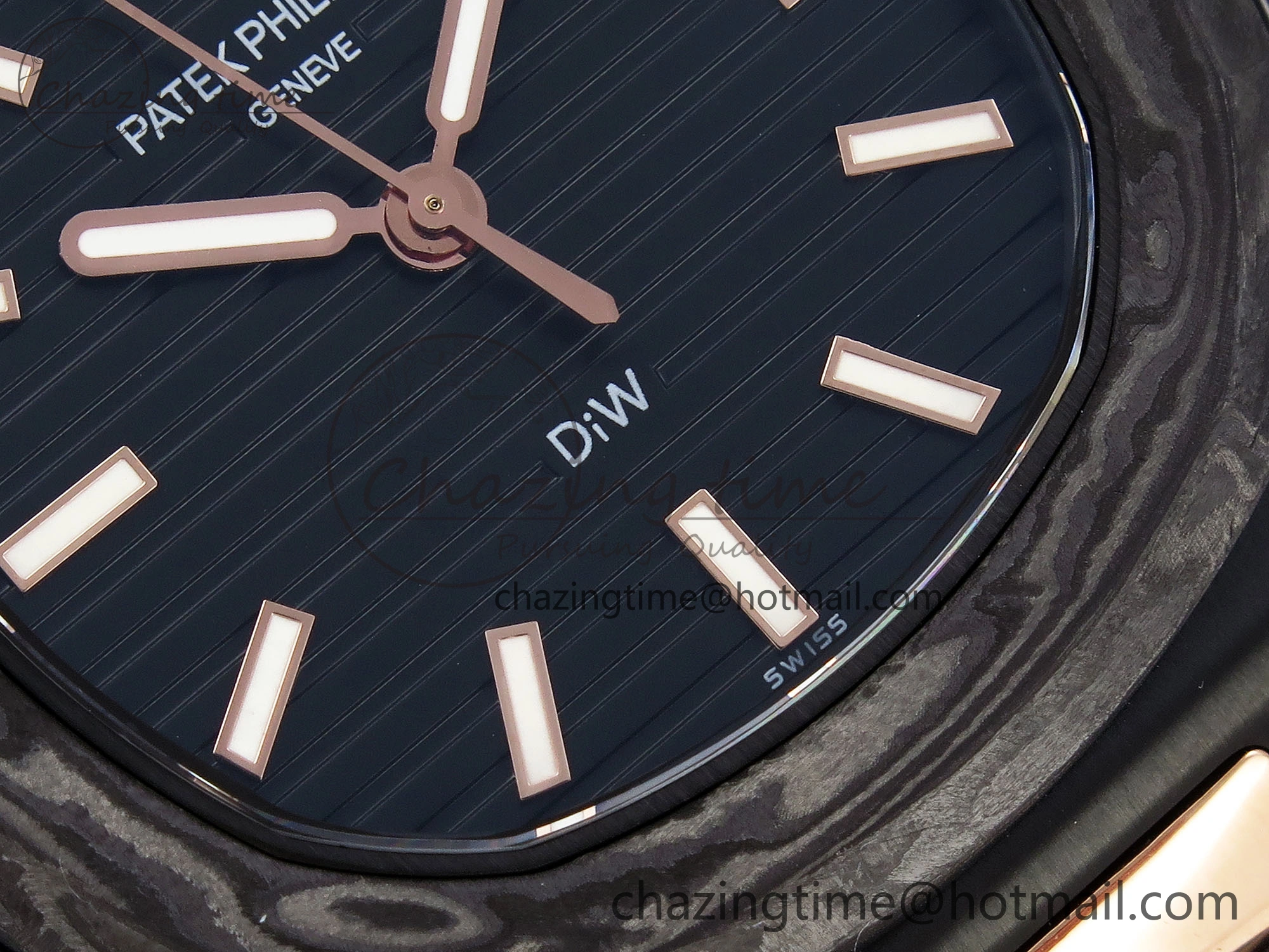 Resilient Nautilus 5711 DIW Carbon DIWF 1:1 Best Edition Black Textured Dial on Carbon RG Bracelet 324CS 8791