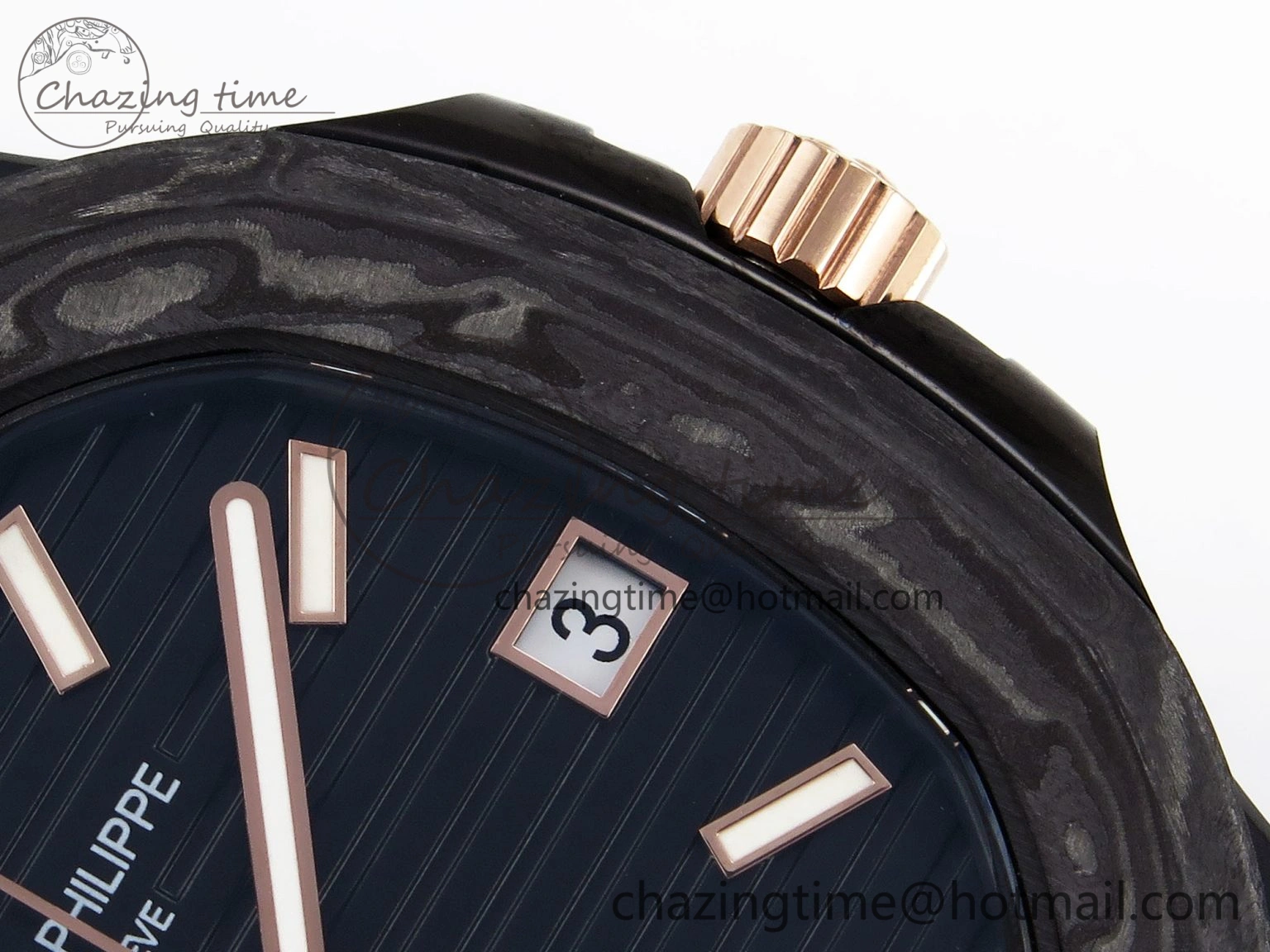 Resilient Nautilus 5711 DIW Carbon DIWF 1:1 Best Edition Black Textured Dial on Carbon RG Bracelet 324CS 8791
