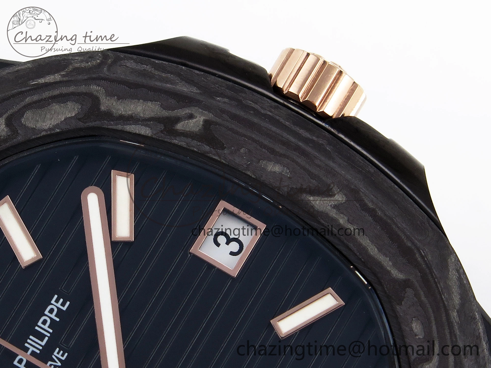Resilient Nautilus 5711 DIW Carbon DIWF 1:1 Best Edition Black Textured Dial on Carbon RG Bracelet 324CS 8791