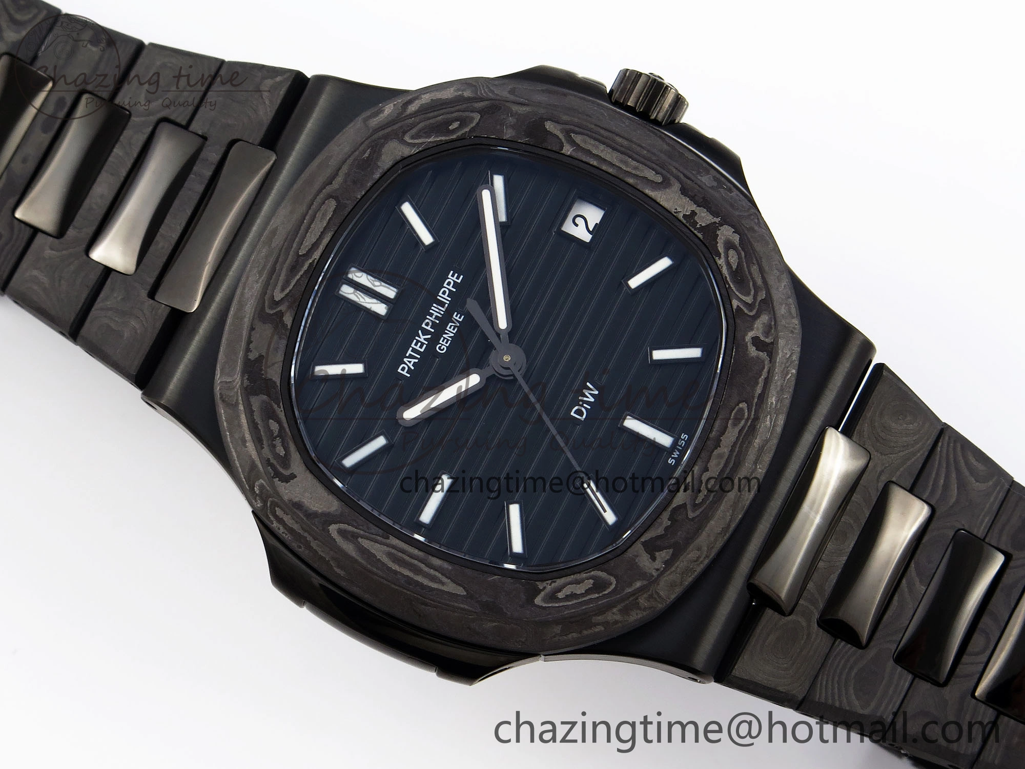 Versatile Nautilus 5711 DIW Carbon DIWF 1:1 Best Edition Blue Textured Dial on Carbon PVD Bracelet 324CS 8795