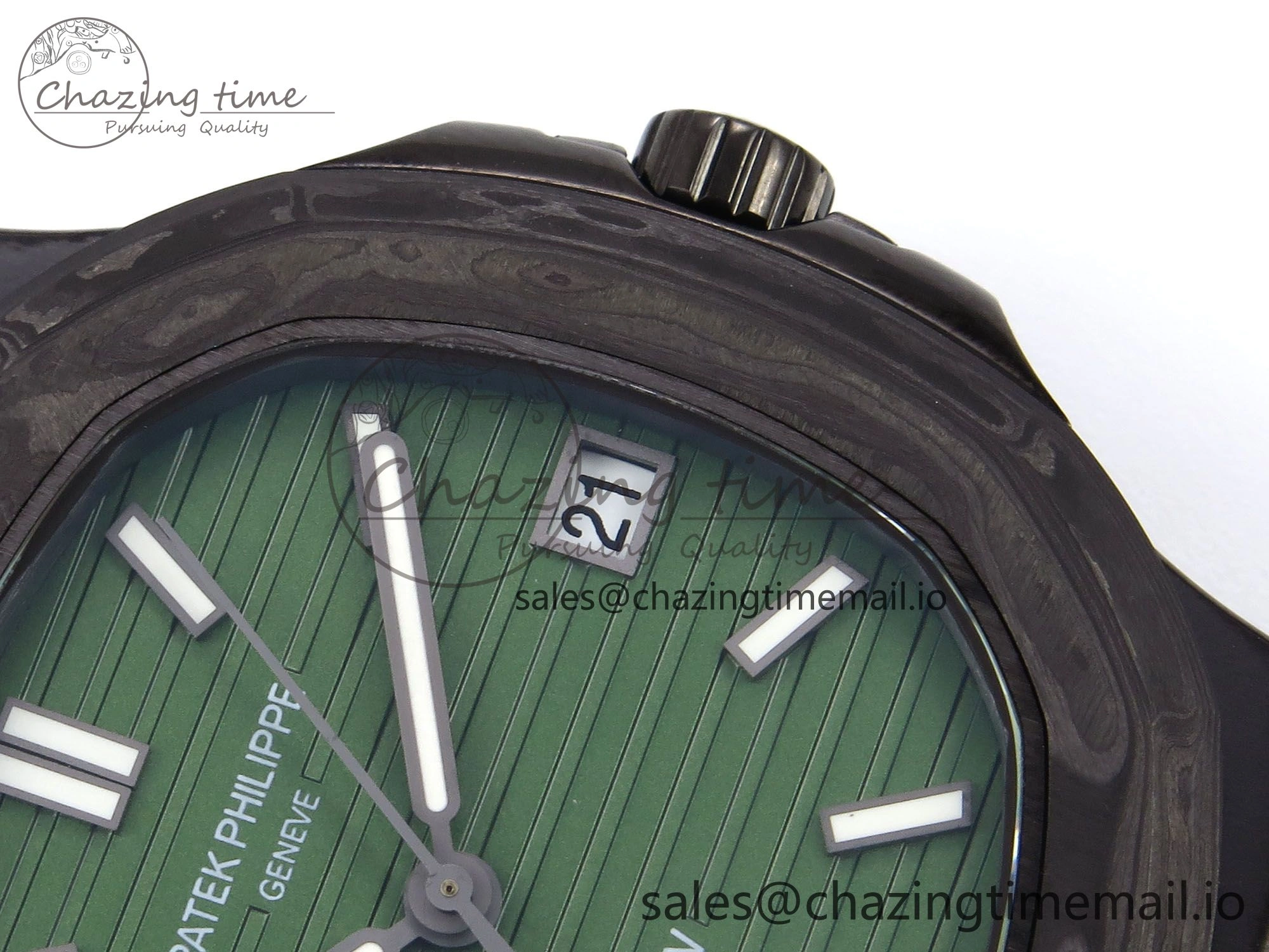 Nautilus 5711 DIW Carbon DIWF 1:1 Best Edition Green Textured Dial On Carbon Bracelet 324CS DailyWear 8693