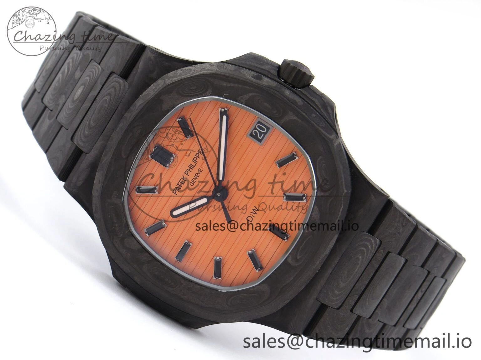 Tailored Nautilus 5711 DIW Carbon DIWF 1:1 Best Edition Orange Textured Dial On Carbon Bracelet 324CS 8694