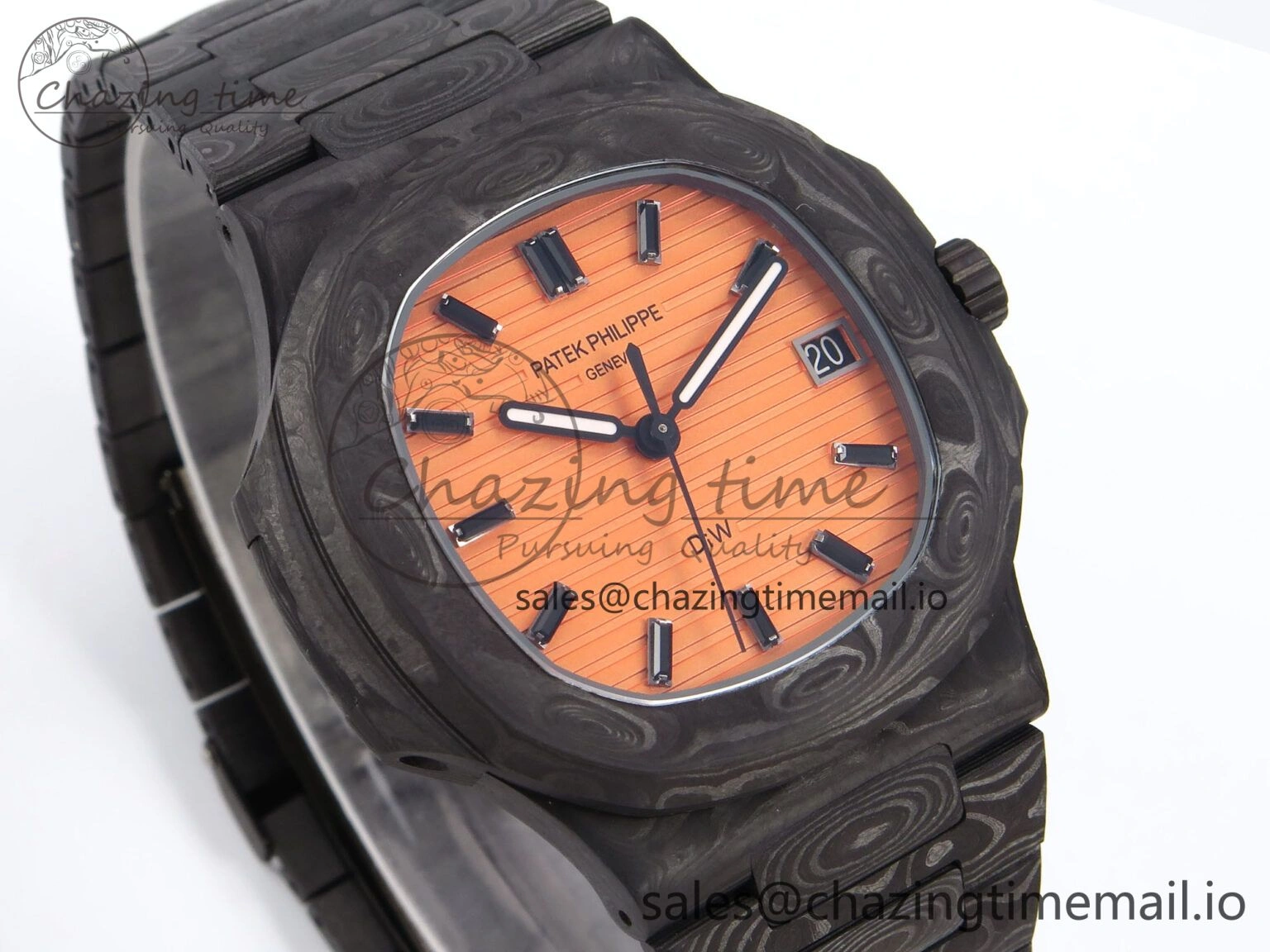 Tailored Nautilus 5711 DIW Carbon DIWF 1:1 Best Edition Orange Textured Dial On Carbon Bracelet 324CS 8694