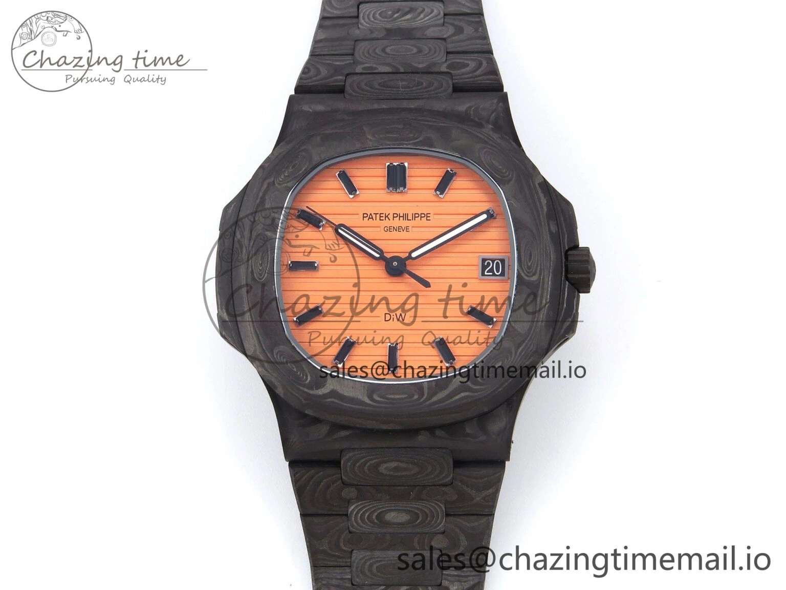 Tailored Nautilus 5711 DIW Carbon DIWF 1:1 Best Edition Orange Textured Dial On Carbon Bracelet 324CS 8694