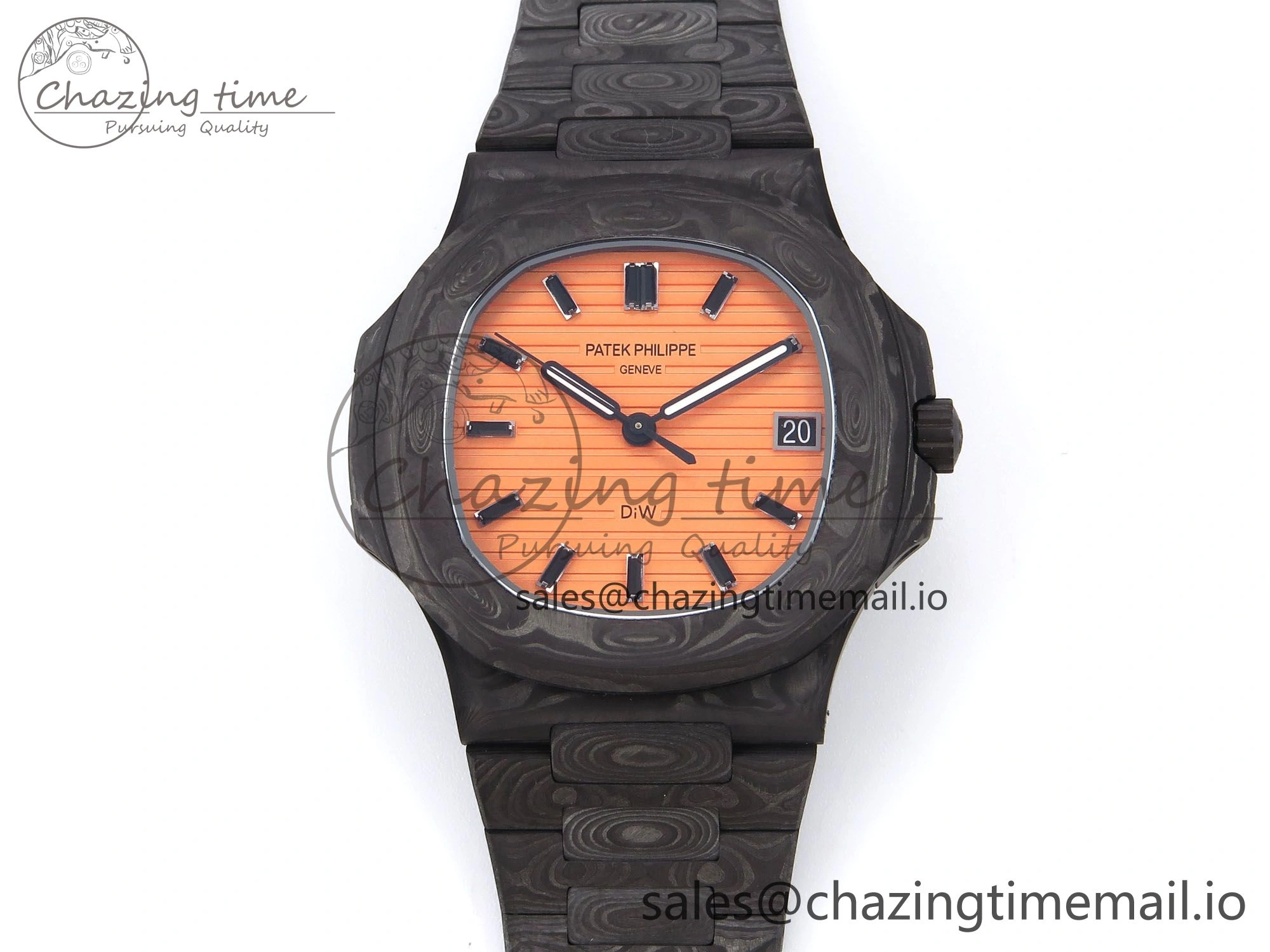Tailored Nautilus 5711 DIW Carbon DIWF 1:1 Best Edition Orange Textured Dial On Carbon Bracelet 324CS 8694