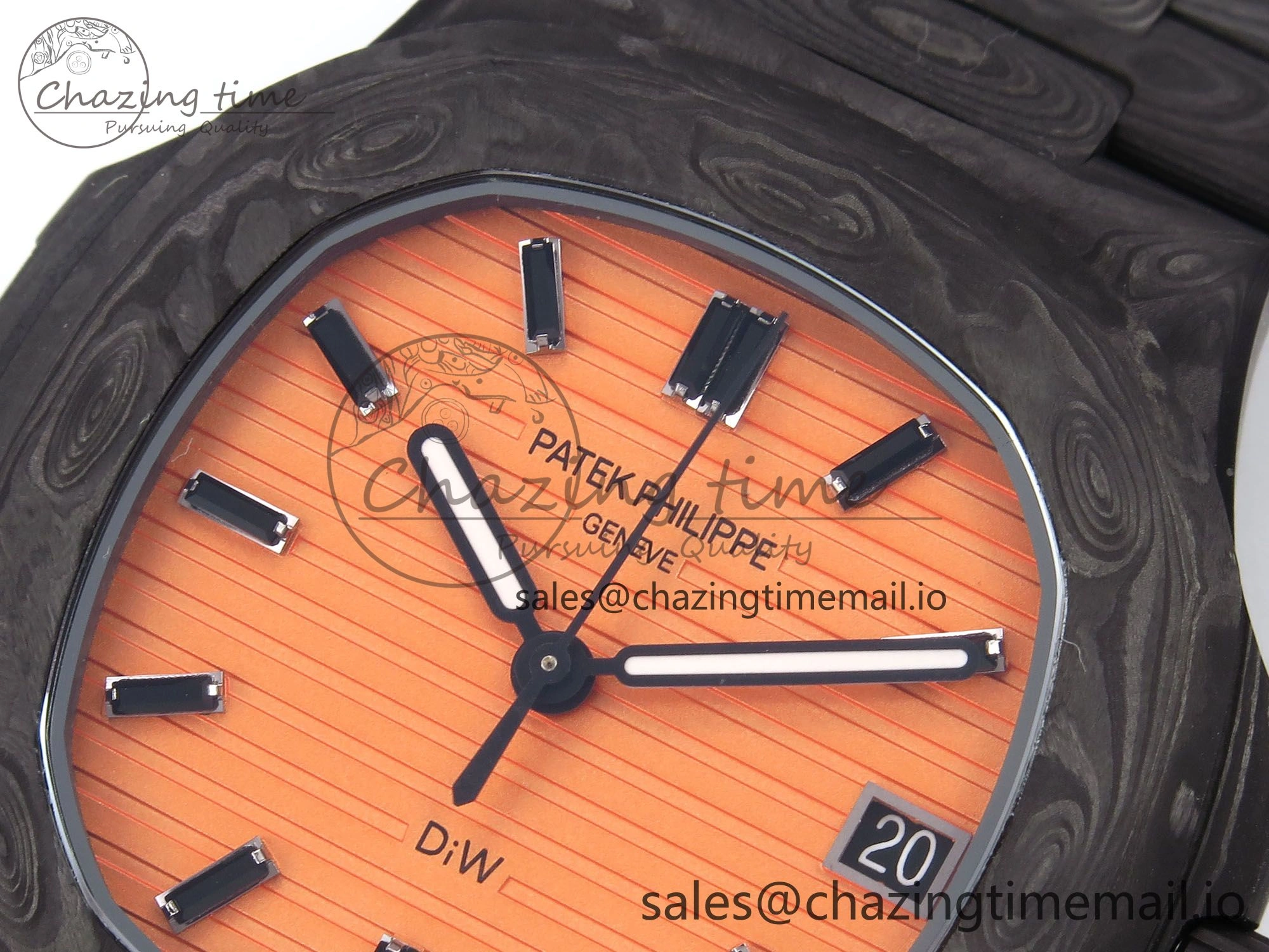 Tailored Nautilus 5711 DIW Carbon DIWF 1:1 Best Edition Orange Textured Dial On Carbon Bracelet 324CS 8694