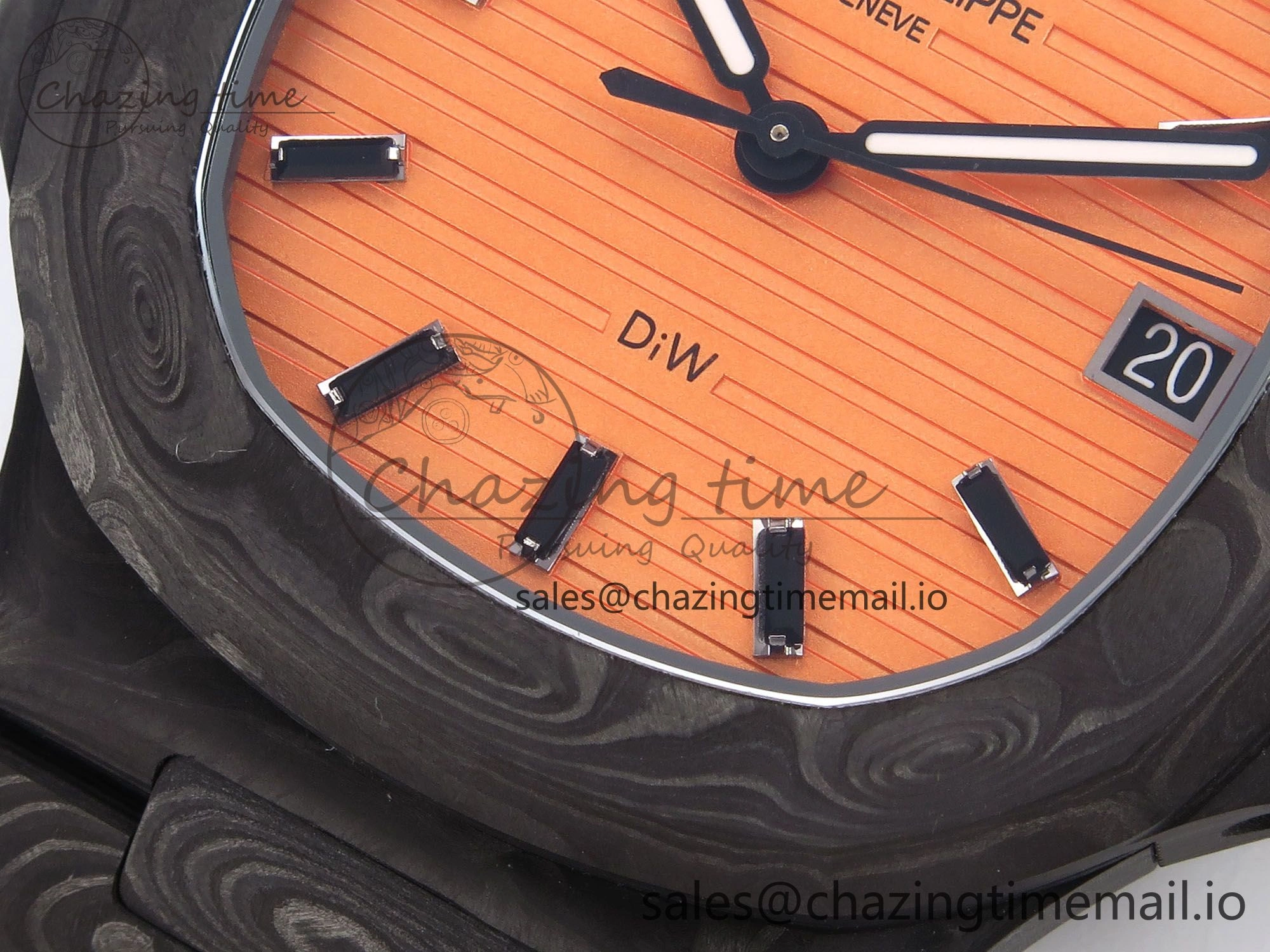 Tailored Nautilus 5711 DIW Carbon DIWF 1:1 Best Edition Orange Textured Dial On Carbon Bracelet 324CS 8694