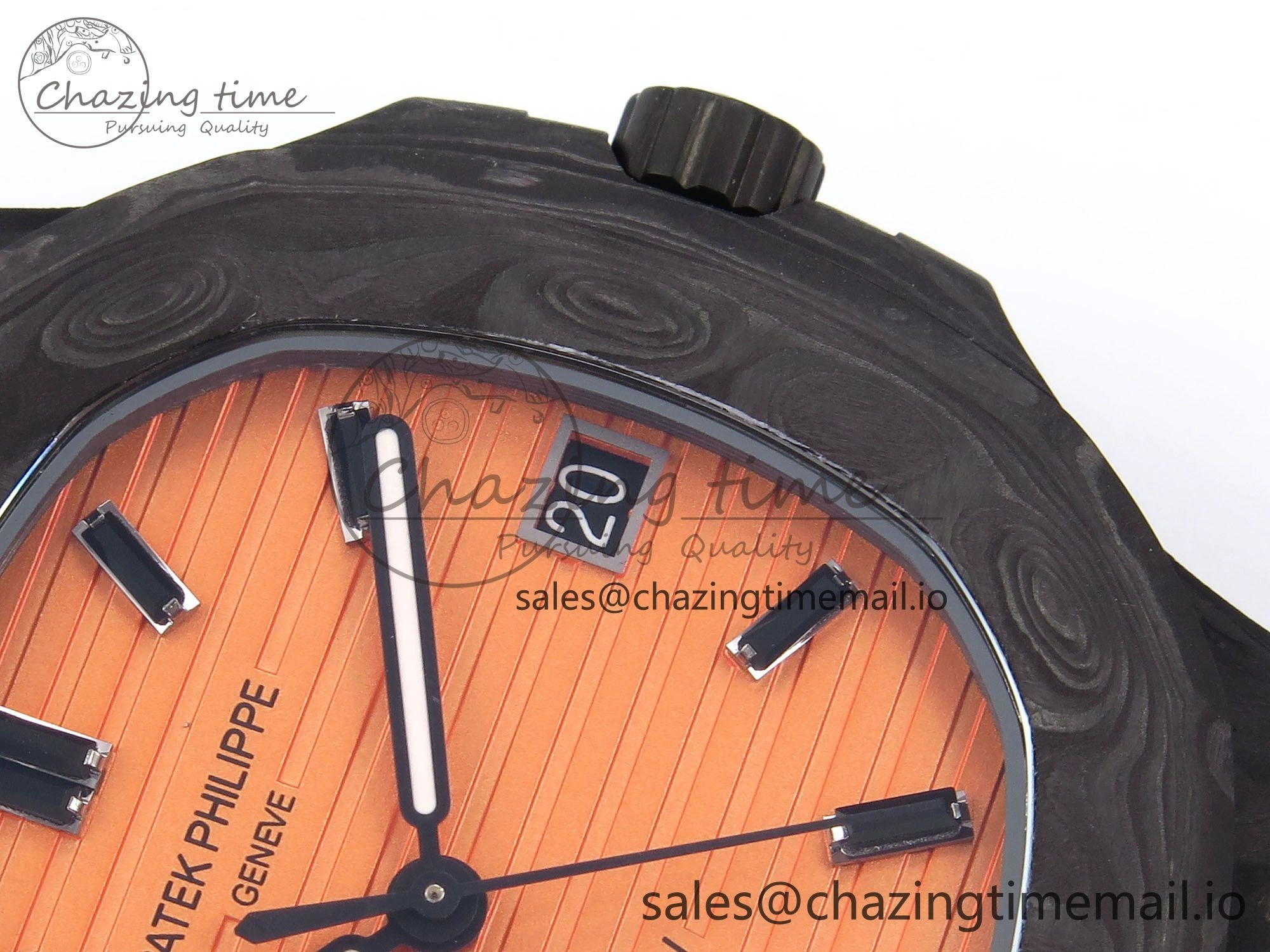 Tailored Nautilus 5711 DIW Carbon DIWF 1:1 Best Edition Orange Textured Dial On Carbon Bracelet 324CS 8694