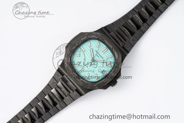 Nautilus 5711 DIW Carbon DIWF 1:1 Best Edition Tiffany Blue Textured Dial on Carbon PVD Bracelet 324CS Effortless 8785
