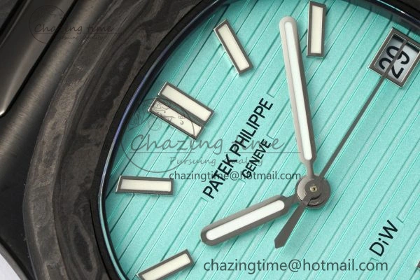 Nautilus 5711 DIW Carbon DIWF 1:1 Best Edition Tiffany Blue Textured Dial on Carbon PVD Bracelet 324CS Effortless 8785