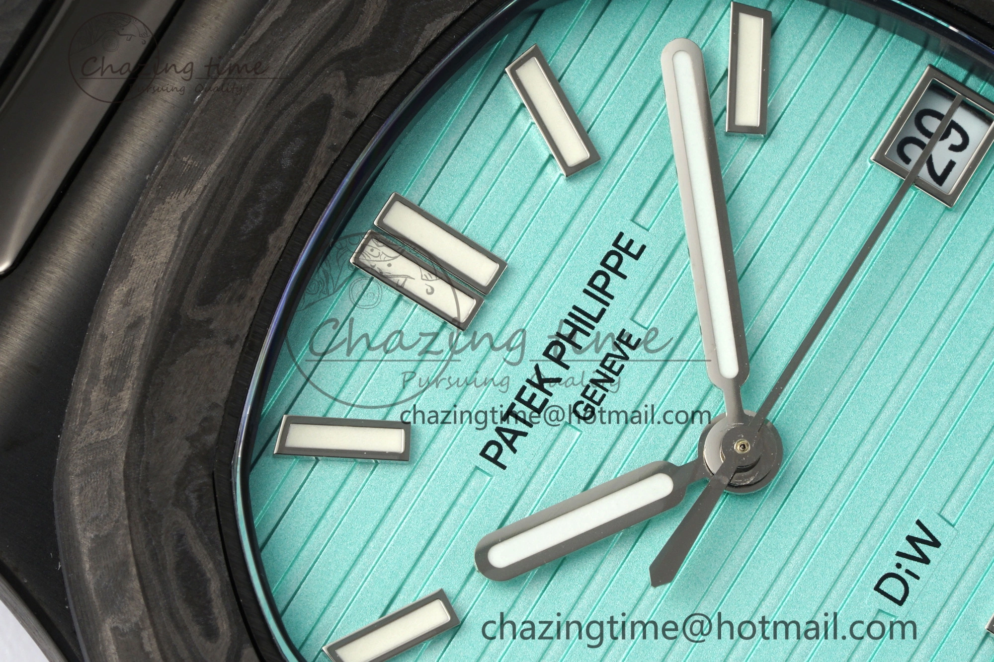 Nautilus 5711 DIW Carbon DIWF 1:1 Best Edition Tiffany Blue Textured Dial on Carbon PVD Bracelet 324CS Effortless 8785