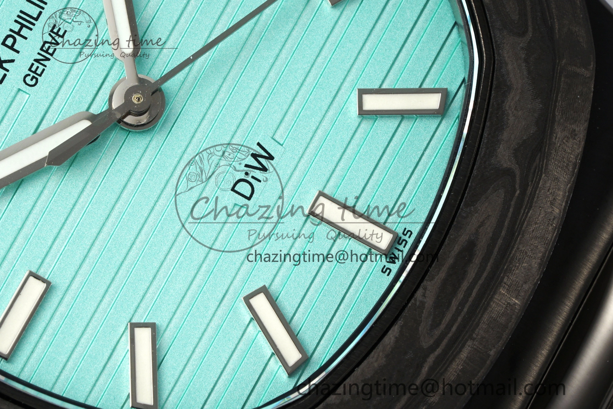 Nautilus 5711 DIW Carbon DIWF 1:1 Best Edition Tiffany Blue Textured Dial on Carbon PVD Bracelet 324CS Effortless 8785