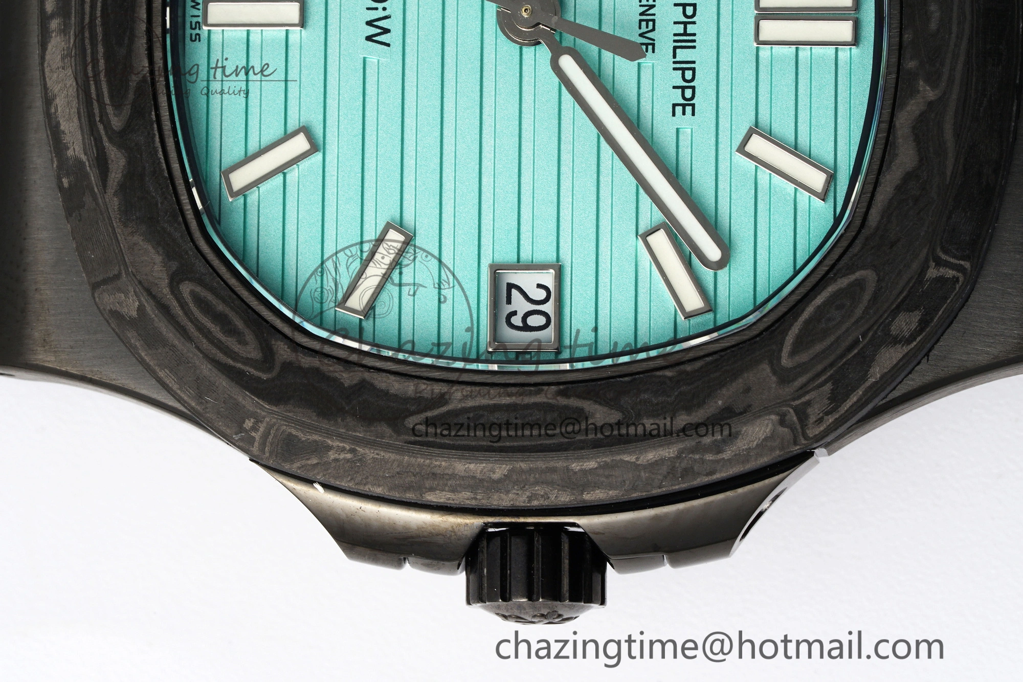 Nautilus 5711 DIW Carbon DIWF 1:1 Best Edition Tiffany Blue Textured Dial on Carbon PVD Bracelet 324CS Effortless 8785