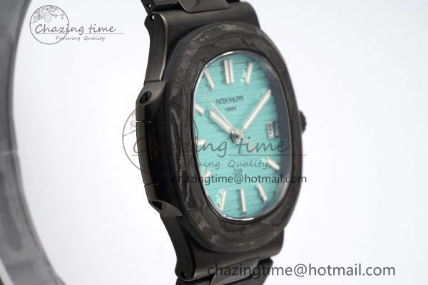 Nautilus 5711 DIW Carbon DIWF 1:1 Best Edition Tiffany Blue Textured Dial on Carbon PVD Bracelet 324CS Effortless 8785