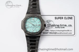 Nautilus 5711 DIW Carbon DIWF 1:1 Best Edition Tiffany Blue Textured Dial on Carbon PVD Bracelet 324CS Effortless 8785