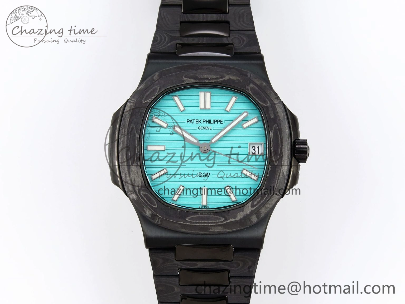 Popular Nautilus 5711 DIW Carbon DIWF 1:1 Best Edition Tiffany Blue Textured Dial on Carbon PVD Bracelet 324CS 8793