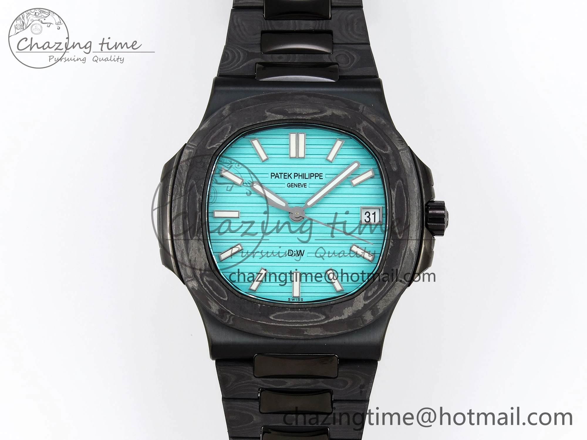 Popular Nautilus 5711 DIW Carbon DIWF 1:1 Best Edition Tiffany Blue Textured Dial on Carbon PVD Bracelet 324CS 8793