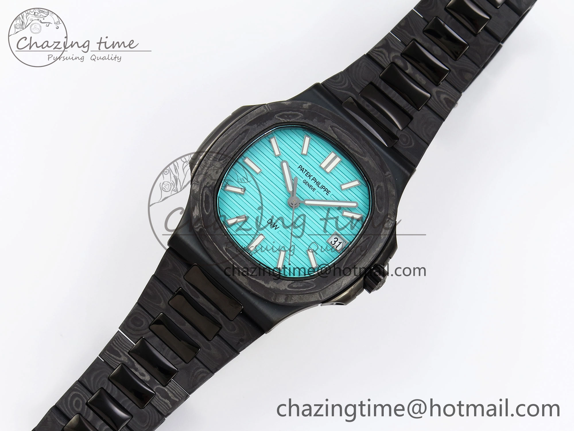 Popular Nautilus 5711 DIW Carbon DIWF 1:1 Best Edition Tiffany Blue Textured Dial on Carbon PVD Bracelet 324CS 8793