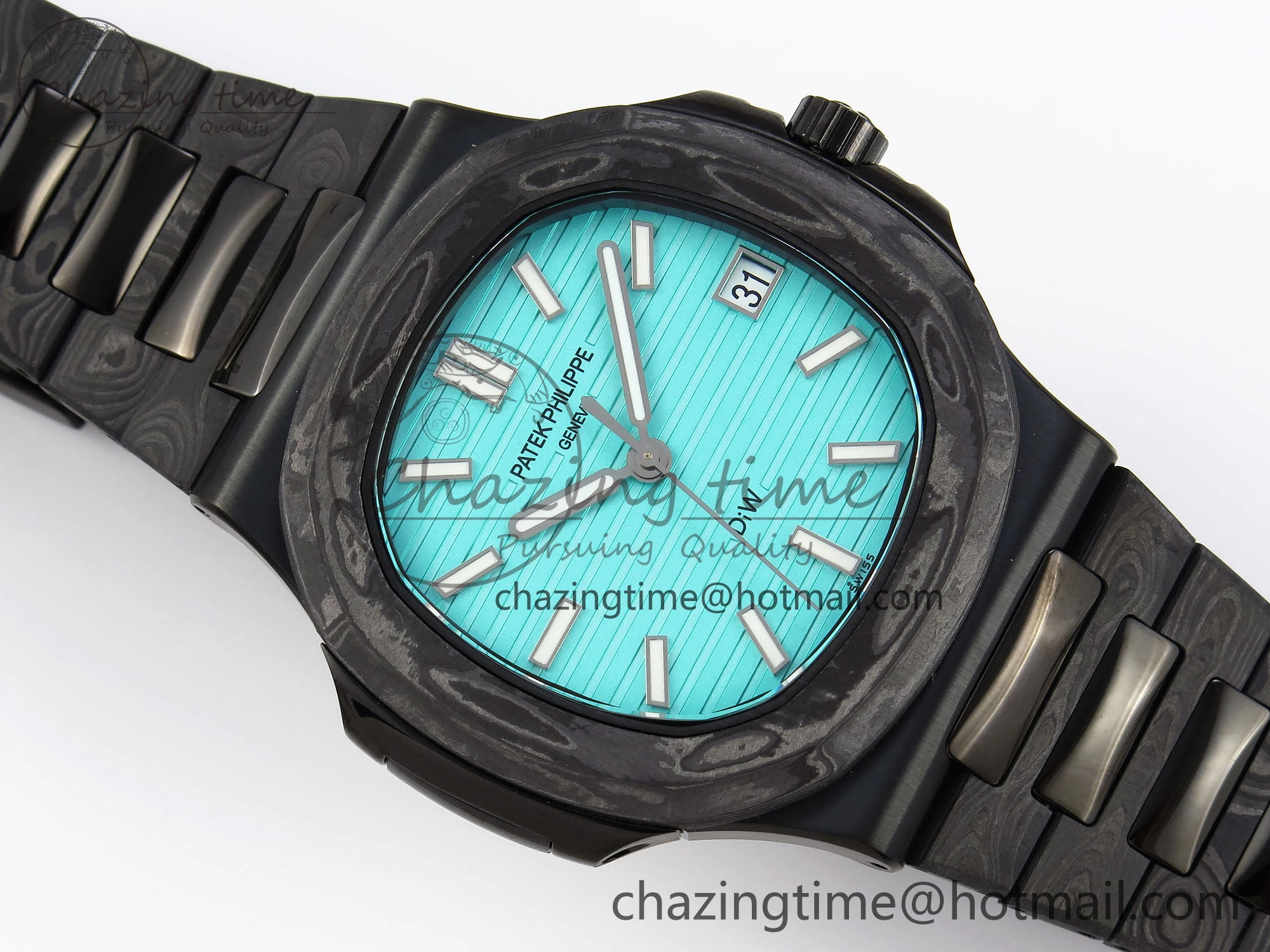 Popular Nautilus 5711 DIW Carbon DIWF 1:1 Best Edition Tiffany Blue Textured Dial on Carbon PVD Bracelet 324CS 8793
