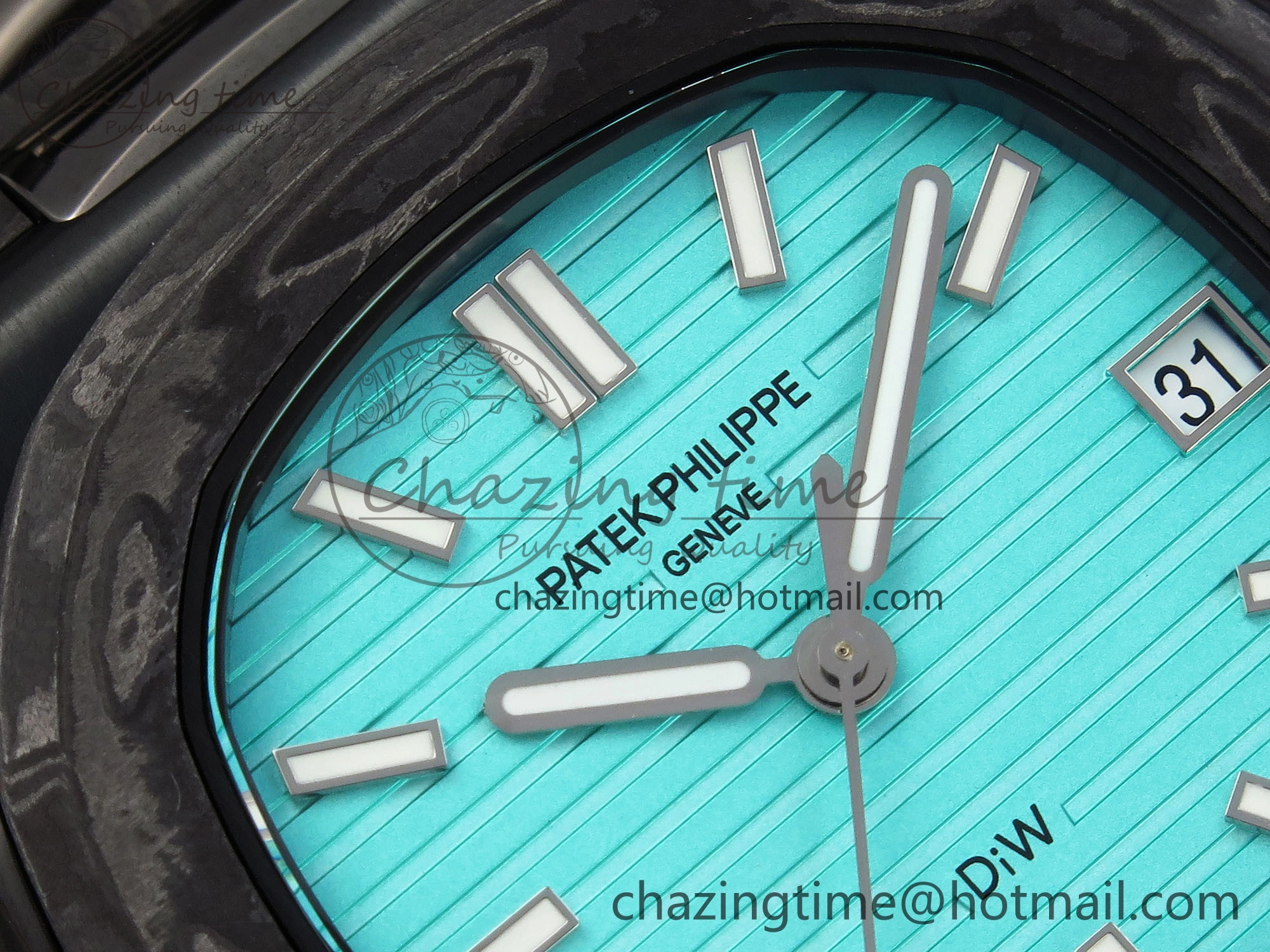 Popular Nautilus 5711 DIW Carbon DIWF 1:1 Best Edition Tiffany Blue Textured Dial on Carbon PVD Bracelet 324CS 8793