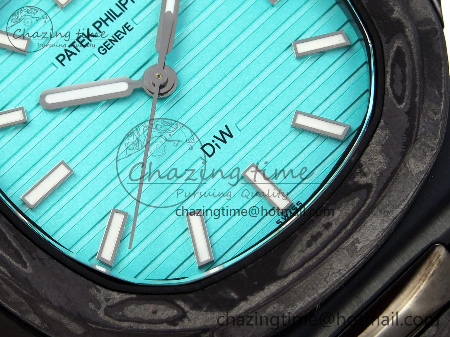 Popular Nautilus 5711 DIW Carbon DIWF 1:1 Best Edition Tiffany Blue Textured Dial on Carbon PVD Bracelet 324CS 8793