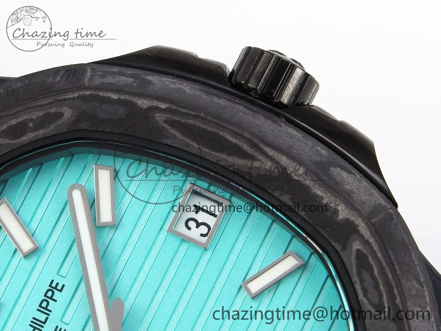 Popular Nautilus 5711 DIW Carbon DIWF 1:1 Best Edition Tiffany Blue Textured Dial on Carbon PVD Bracelet 324CS 8793