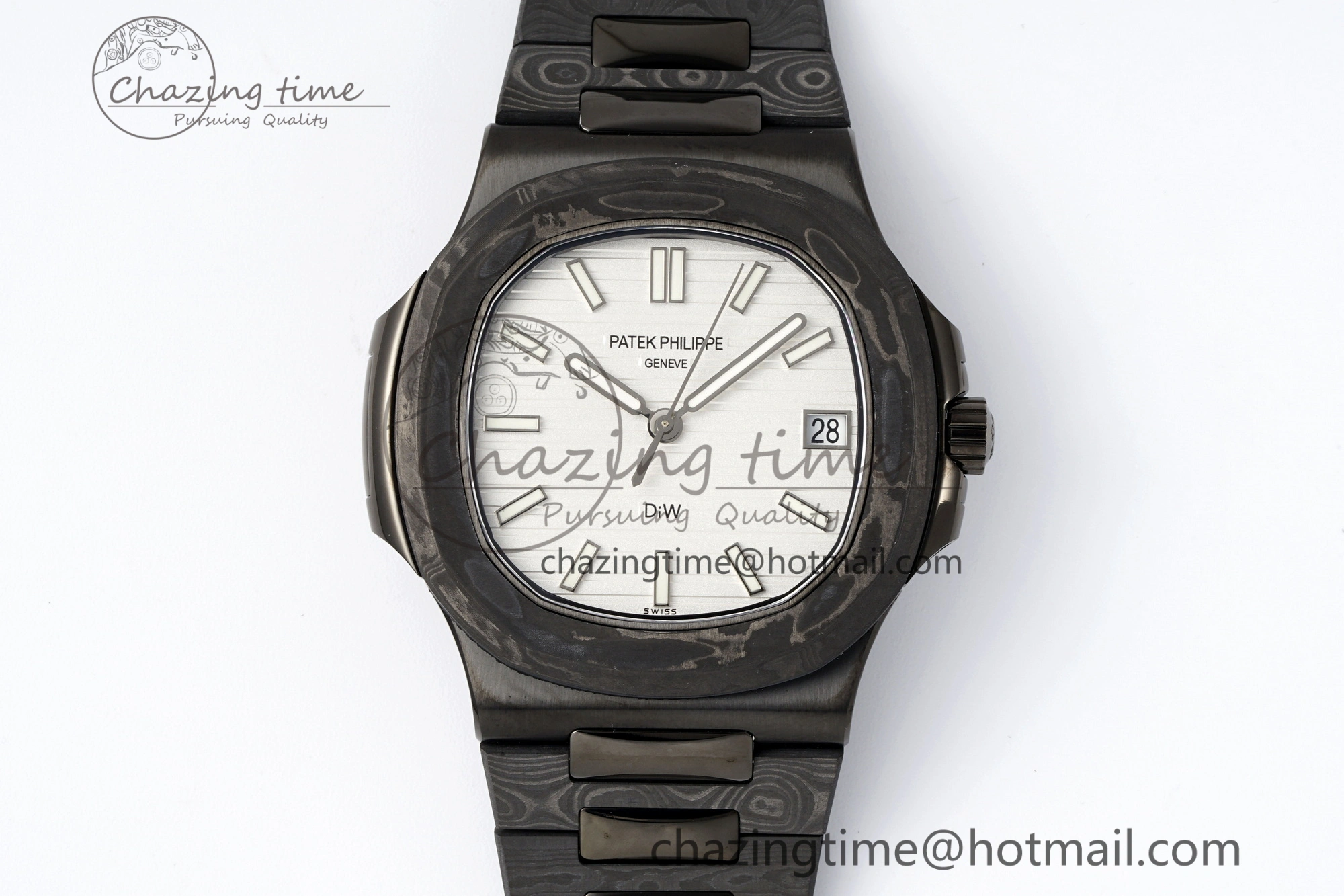 Nautilus 5711 DIW Carbon DIWF 1:1 Best Edition White Dial on Carbon PVD Bracelet 324CS Sophisticated 8796
