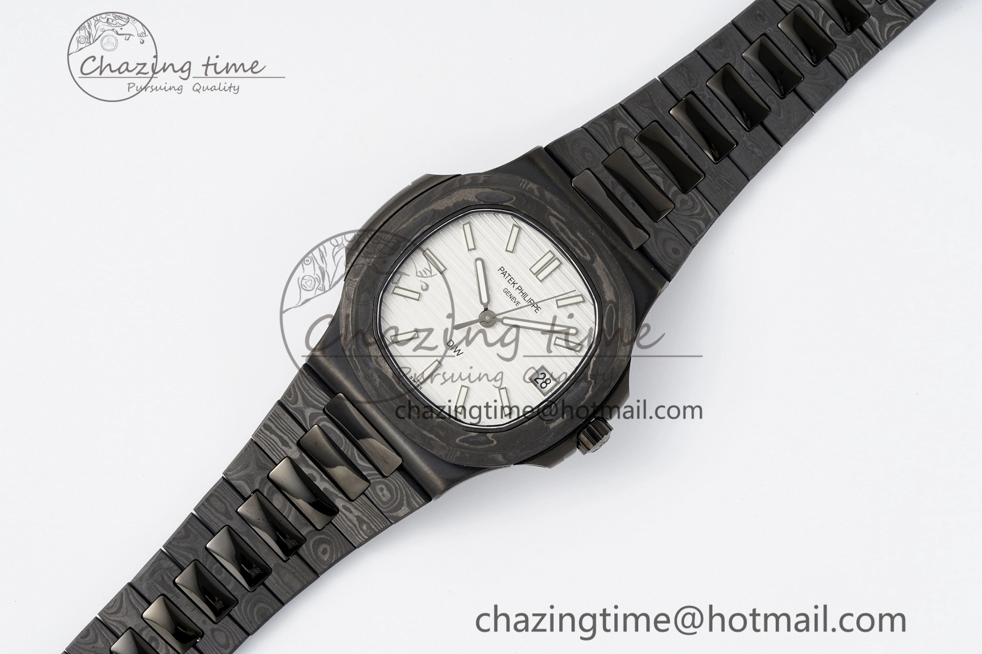 Nautilus 5711 DIW Carbon DIWF 1:1 Best Edition White Dial on Carbon PVD Bracelet 324CS Sophisticated 8796