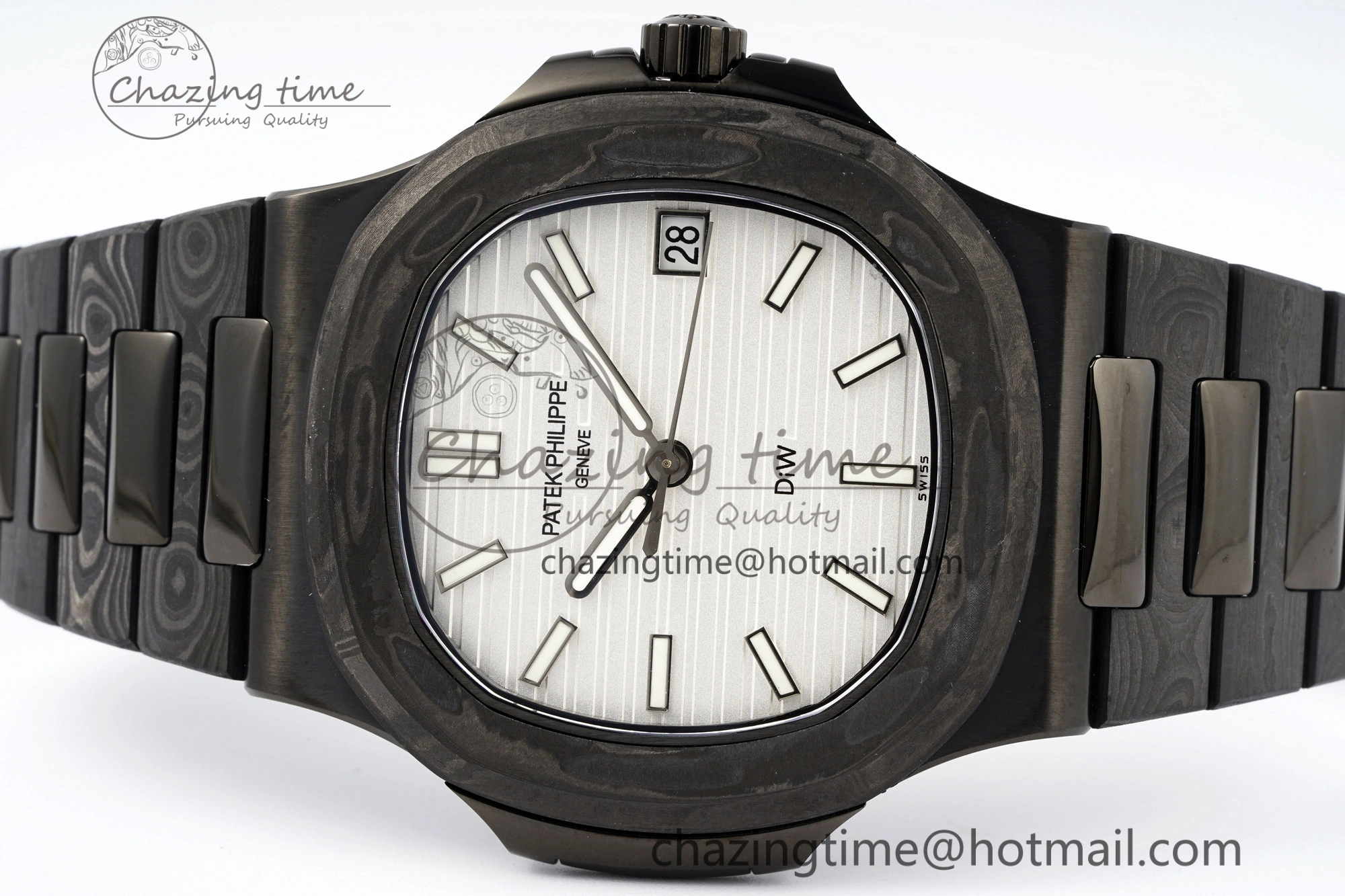 Nautilus 5711 DIW Carbon DIWF 1:1 Best Edition White Dial on Carbon PVD Bracelet 324CS Sophisticated 8796