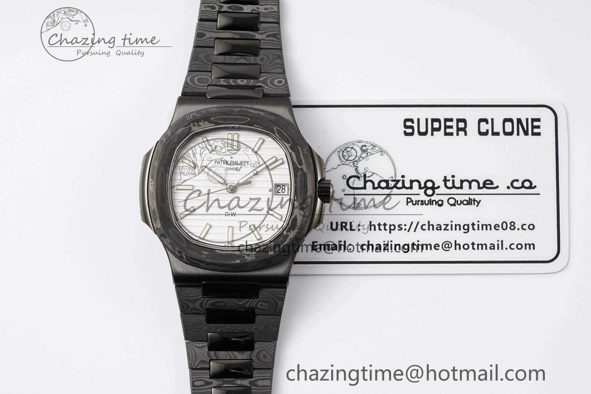 Nautilus 5711 DIW Carbon DIWF 1:1 Best Edition White Dial on Carbon PVD Bracelet 324CS Sophisticated 8796