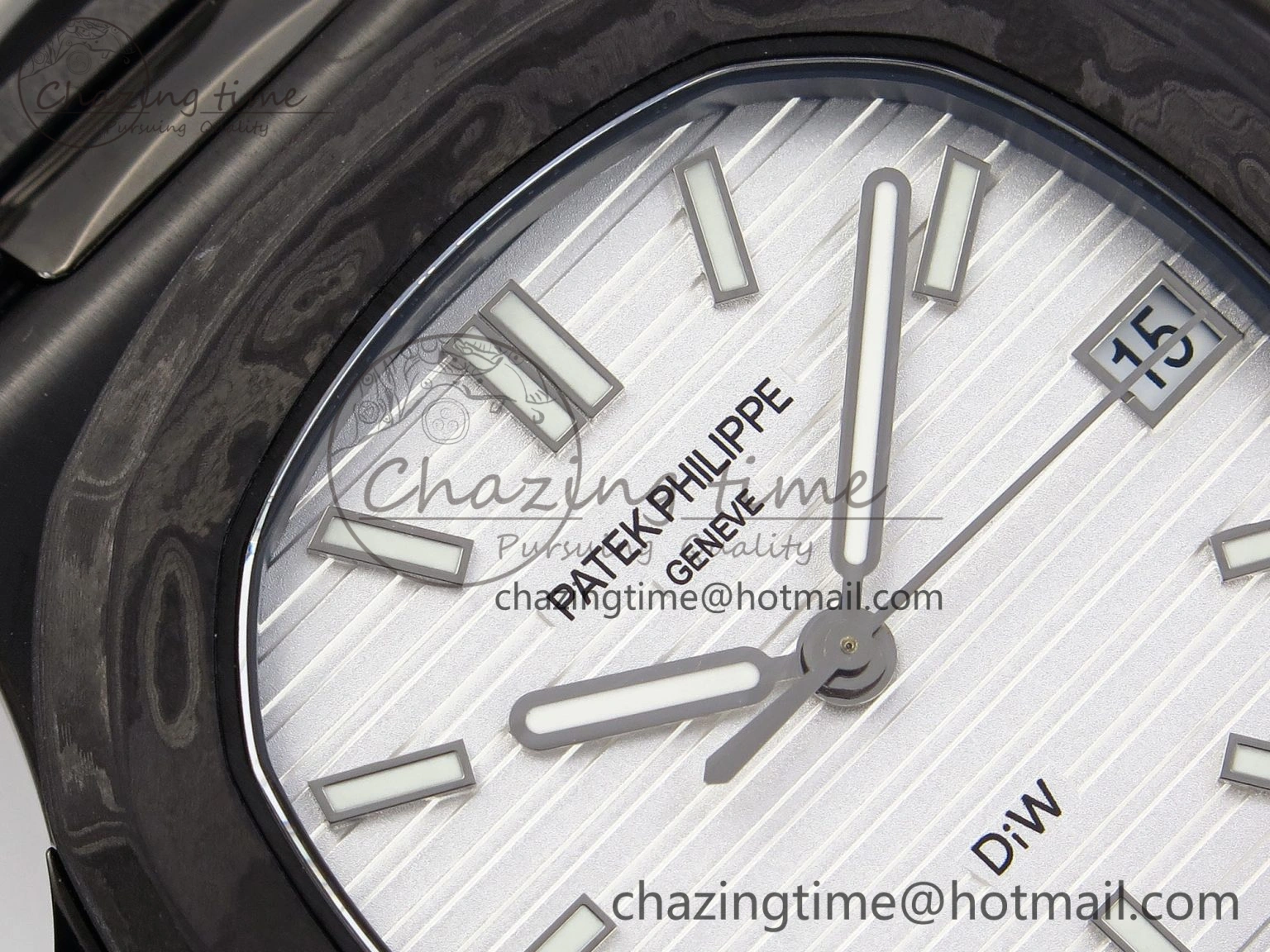 Nautilus 5711 DIW Carbon DIWF 1:1 Best Edition White Textured Dial on Carbon PVD Bracelet 324CS Stretchable 8792