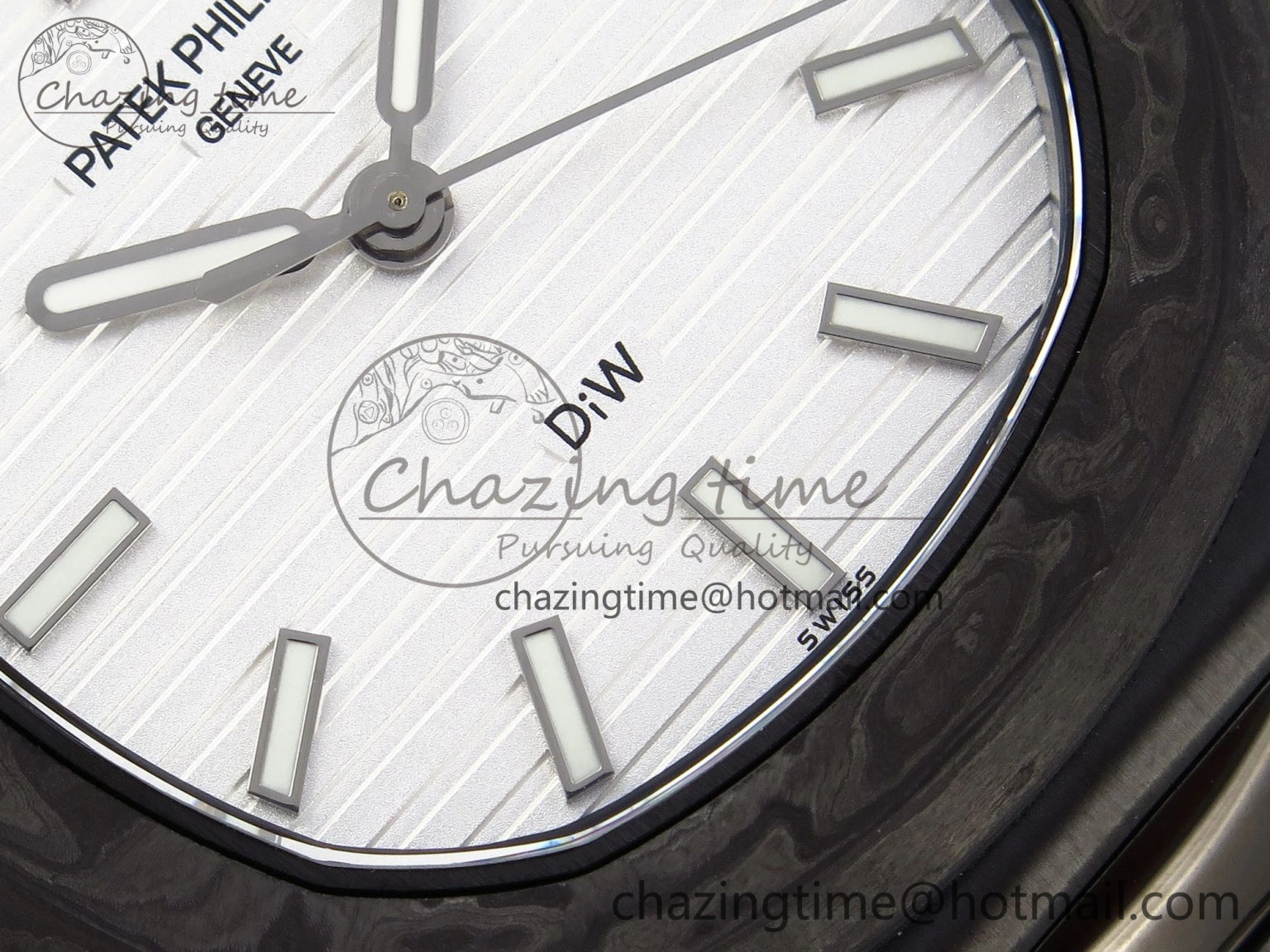 Nautilus 5711 DIW Carbon DIWF 1:1 Best Edition White Textured Dial on Carbon PVD Bracelet 324CS Stretchable 8792