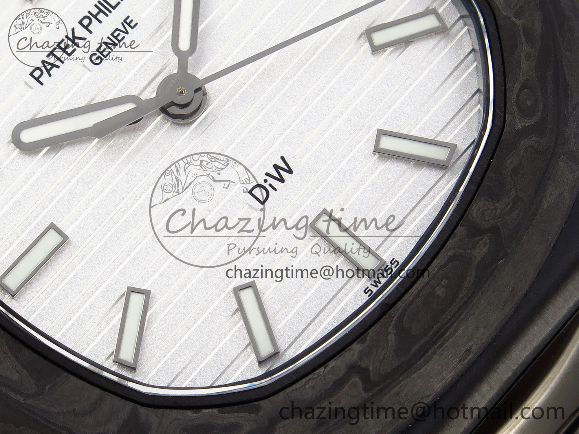 Nautilus 5711 DIW Carbon DIWF 1:1 Best Edition White Textured Dial on Carbon PVD Bracelet 324CS Stretchable 8792