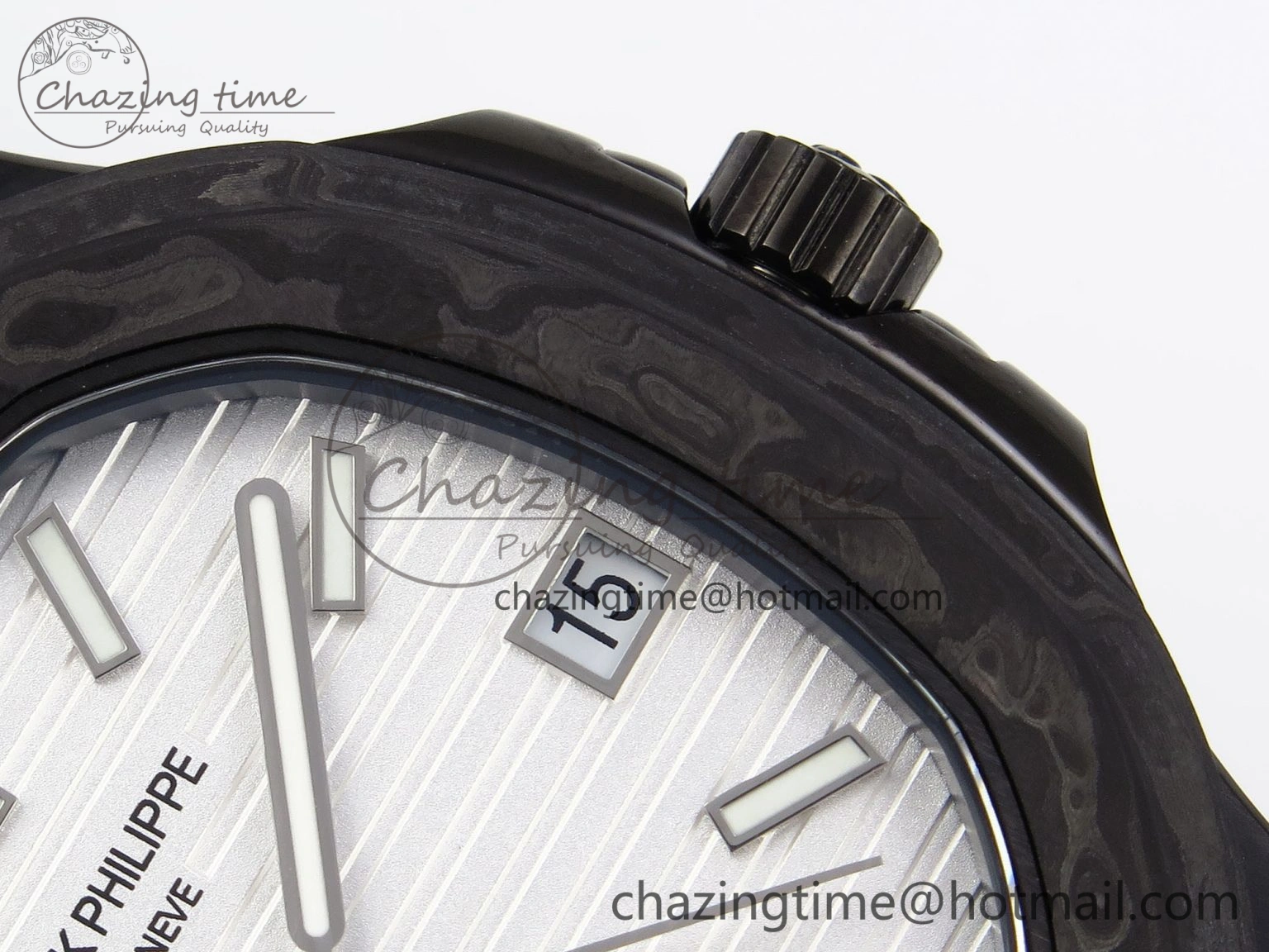Nautilus 5711 DIW Carbon DIWF 1:1 Best Edition White Textured Dial on Carbon PVD Bracelet 324CS Stretchable 8792