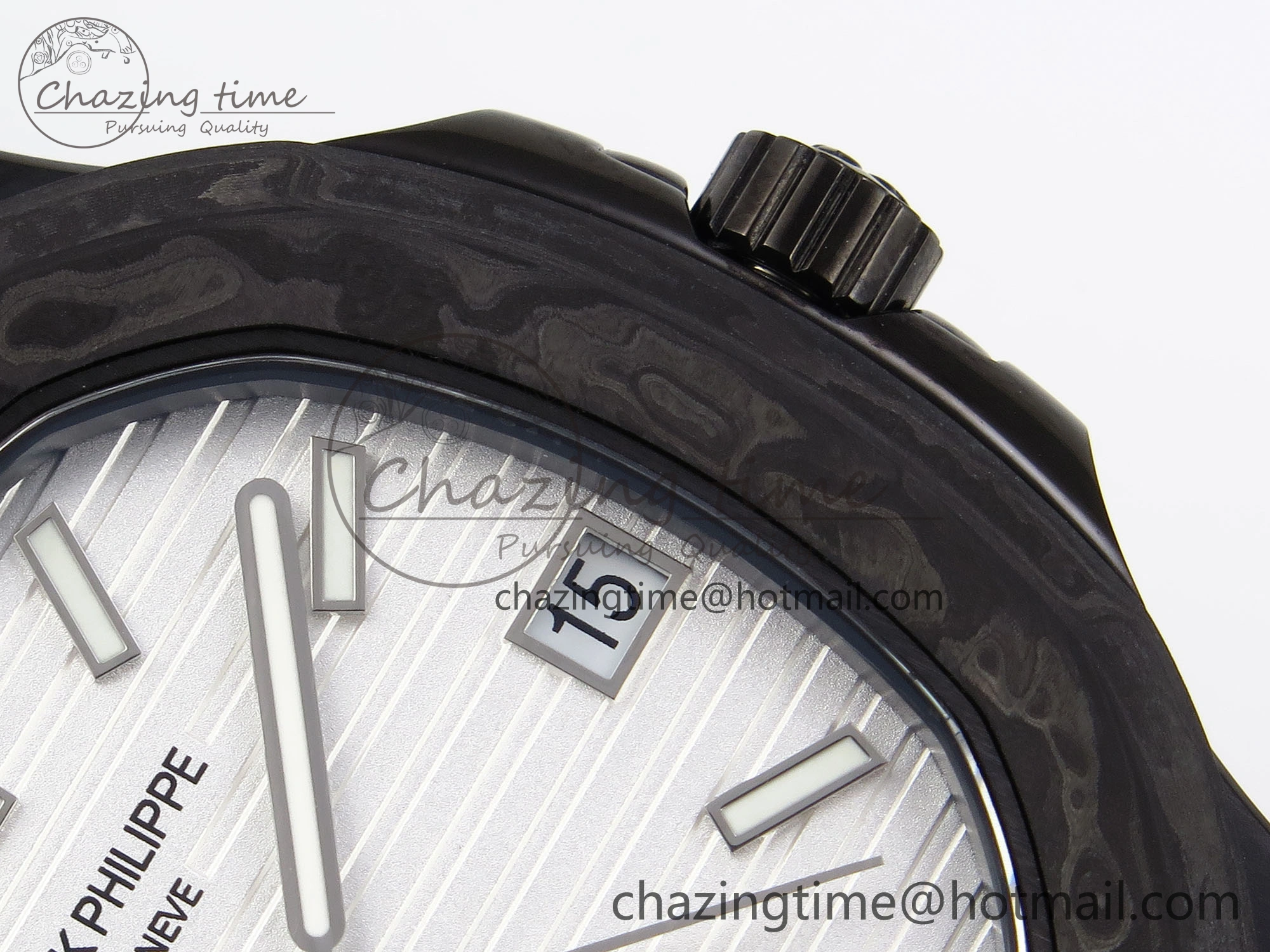 Nautilus 5711 DIW Carbon DIWF 1:1 Best Edition White Textured Dial on Carbon PVD Bracelet 324CS Stretchable 8792