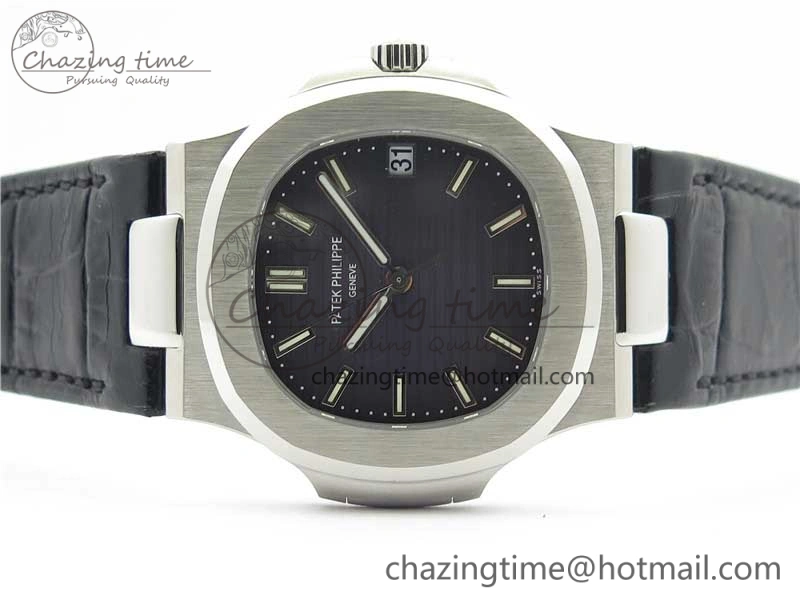 Comfortable Nautilus 5711 PPF 1:1 Best Edition Gray Textured Dial on Leather Strap 324CS V 8939
