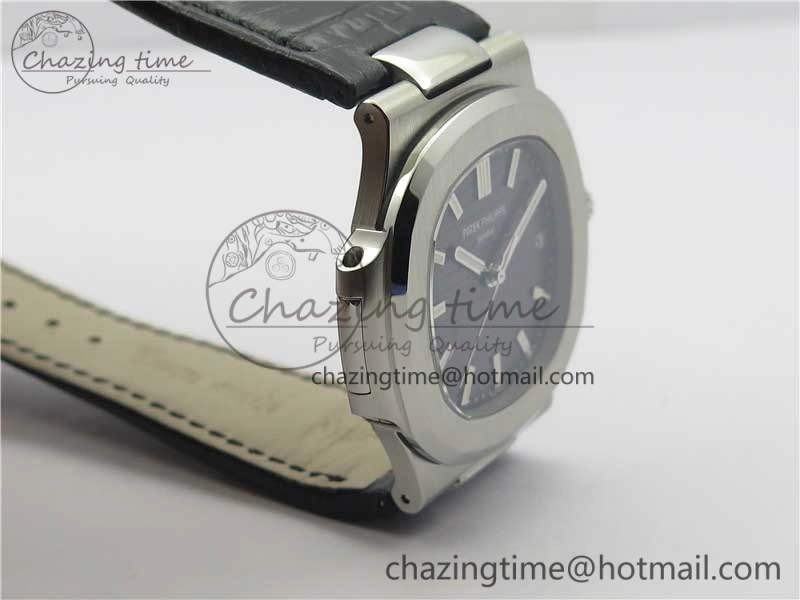 Comfortable Nautilus 5711 PPF 1:1 Best Edition Gray Textured Dial on Leather Strap 324CS V 8939