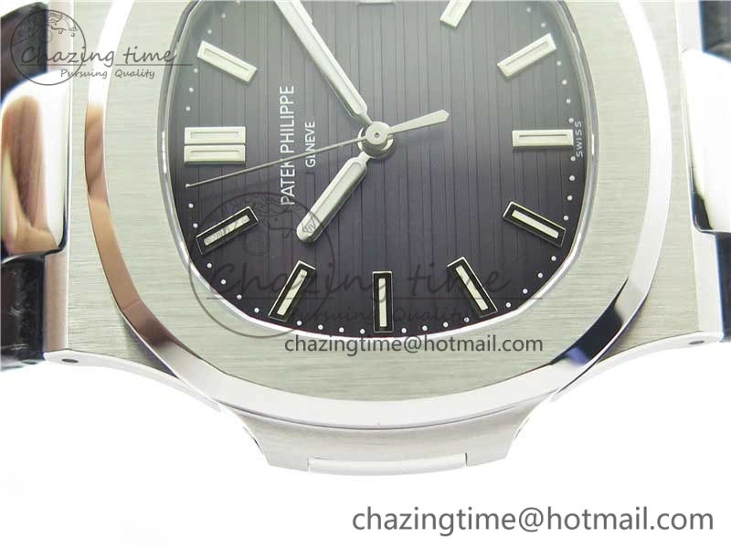 Comfortable Nautilus 5711 PPF 1:1 Best Edition Gray Textured Dial on Leather Strap 324CS V 8939