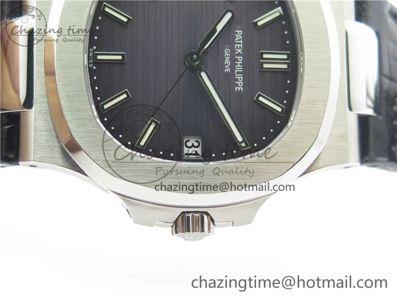Comfortable Nautilus 5711 PPF 1:1 Best Edition Gray Textured Dial on Leather Strap 324CS V 8939