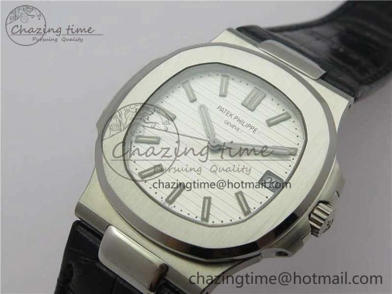 Nautilus 5711 PPF 1:1 Best Edition White Textured Dial on Leather Strap 324CS V ModernLook 8938