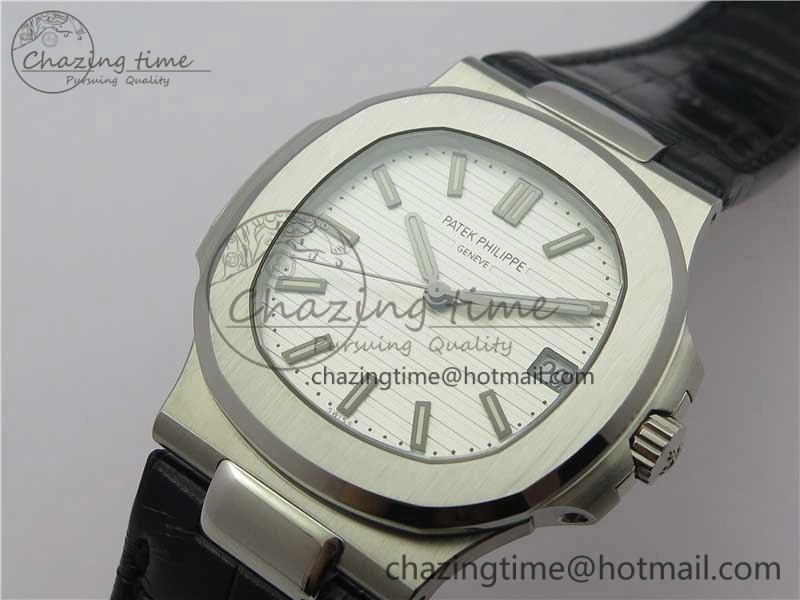 Nautilus 5711 PPF 1:1 Best Edition White Textured Dial on Leather Strap 324CS V ModernLook 8938