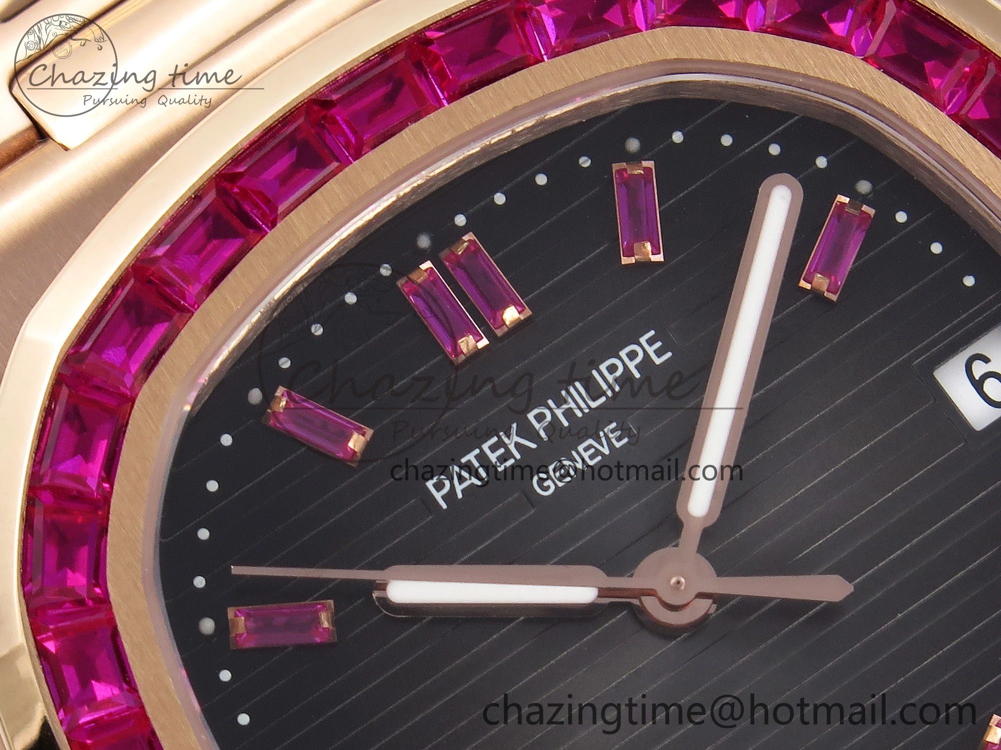 Nautilus 5711 RG GPF 1:1 Best Edition Gray Dial Purple Diamonds Bezel on RG Bracelet 324CS Reliable 8790