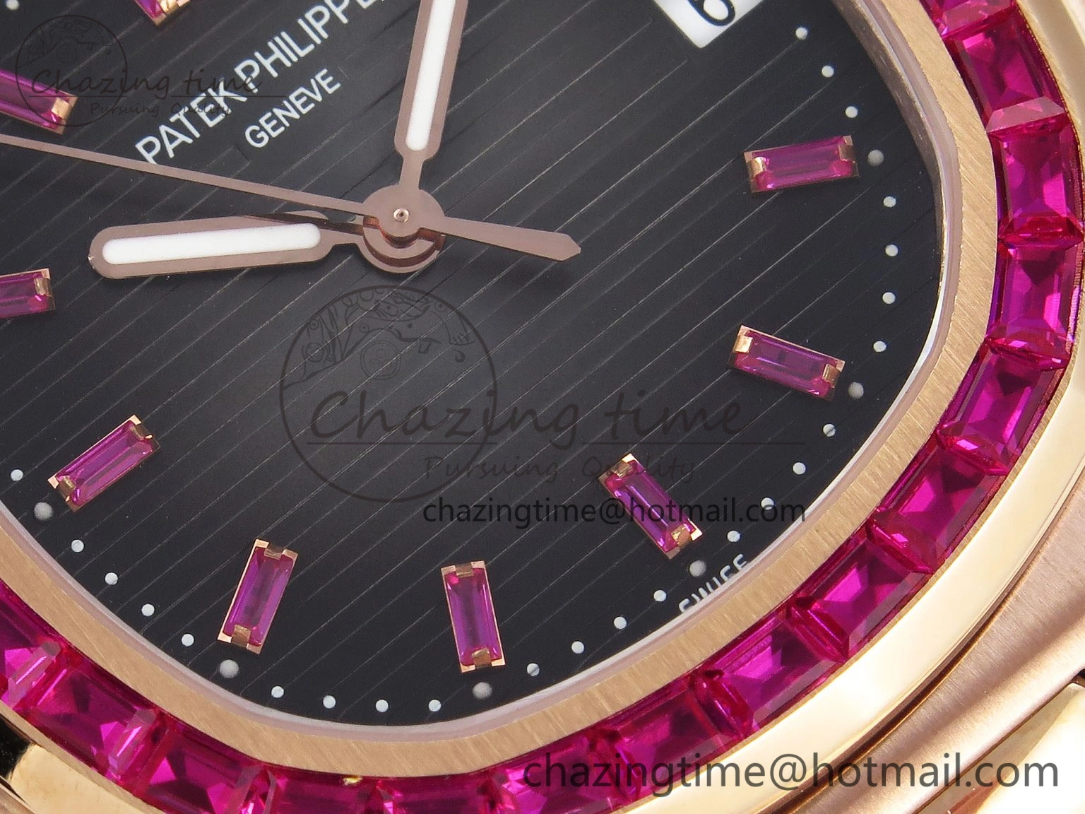 Nautilus 5711 RG GPF 1:1 Best Edition Gray Dial Purple Diamonds Bezel on RG Bracelet 324CS Reliable 8790